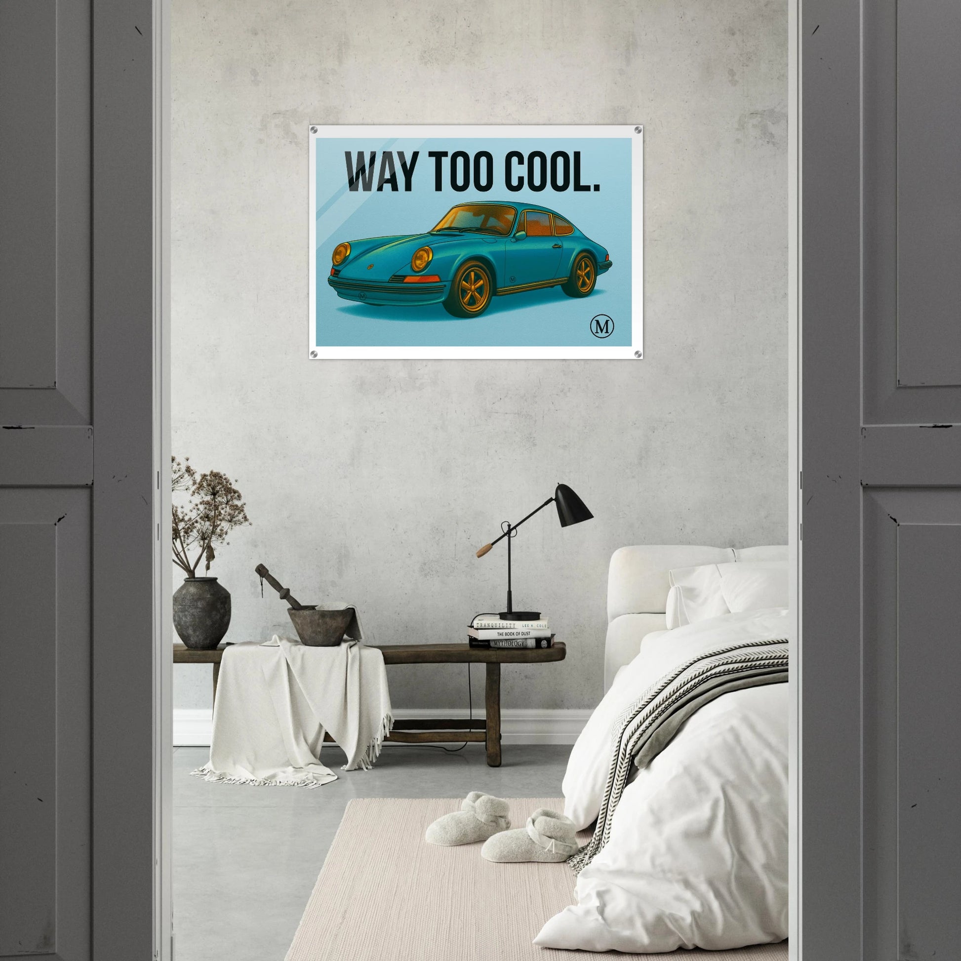 Match blue Weels Way Too Cool - porche car Automotive Wheels Wall Art print acrlylic 