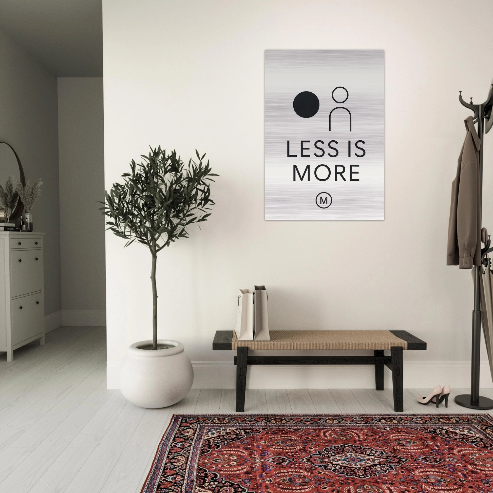 Prestigious minimalist design brushed aluminum wall art in hall gallery-quality statement piece by MATCH Wall Art luxury