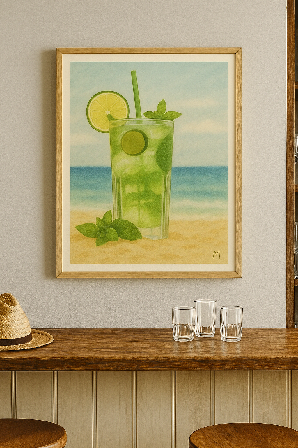 Mojito Cocktail Poster – Printable Pastel Art – Bar & Kitchen Wall Decor – Digital Download