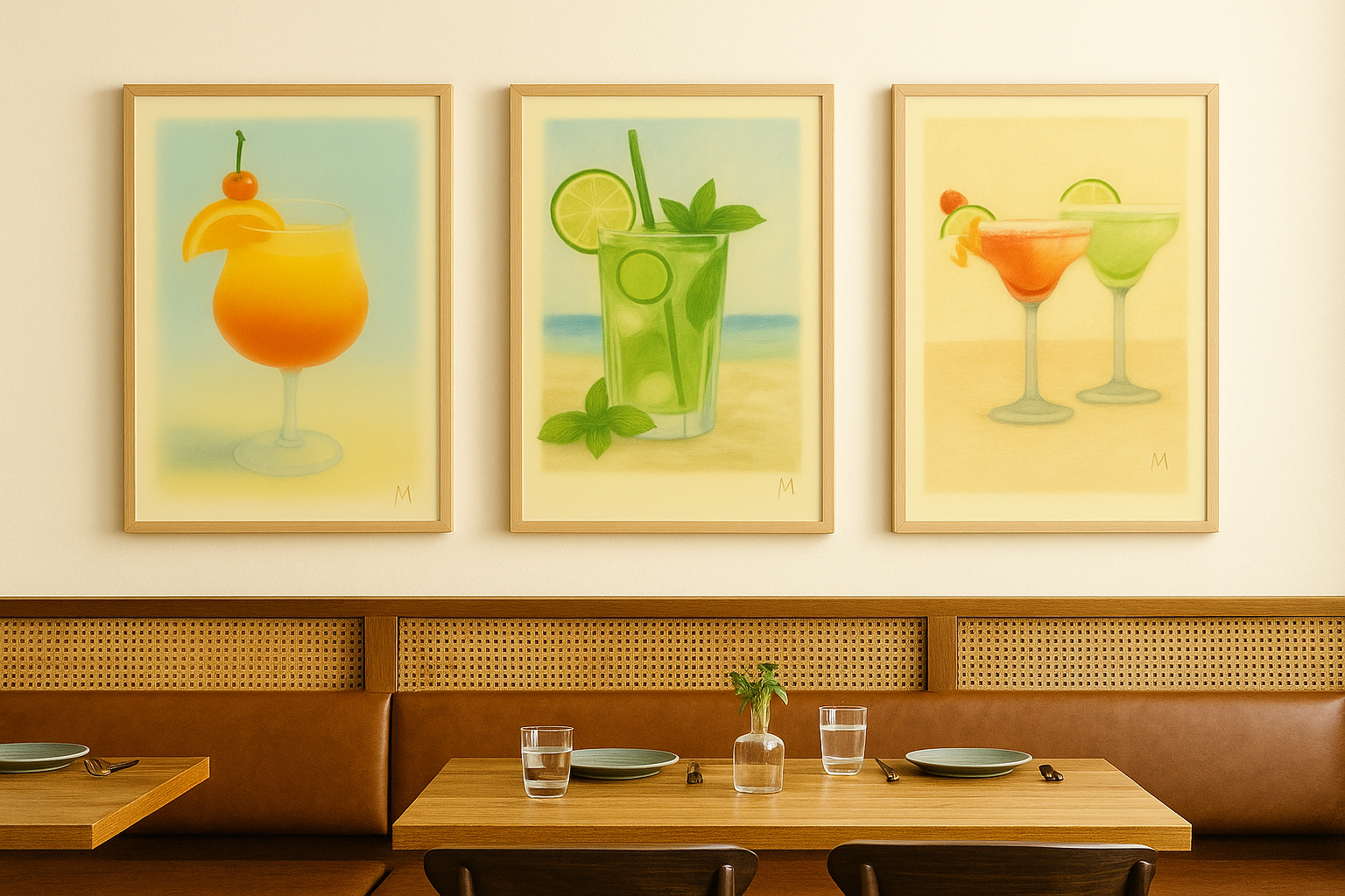 Pastel cocktail poster Mojito digital wall art 