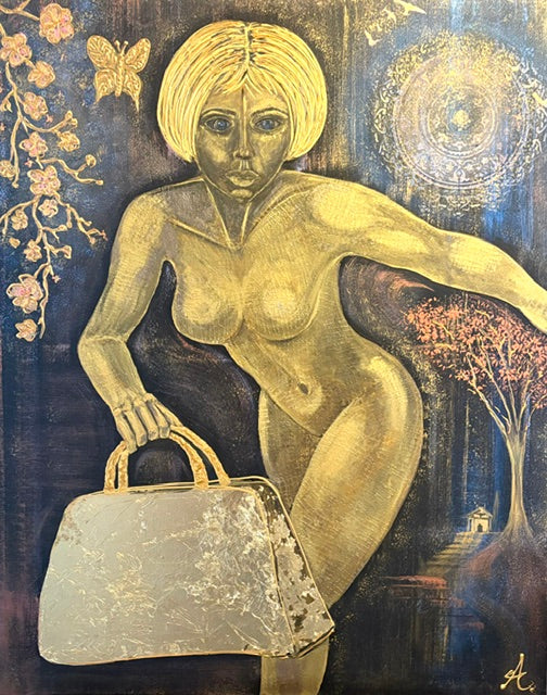 Onw that bag | Textured Figurative Acrylic Painting