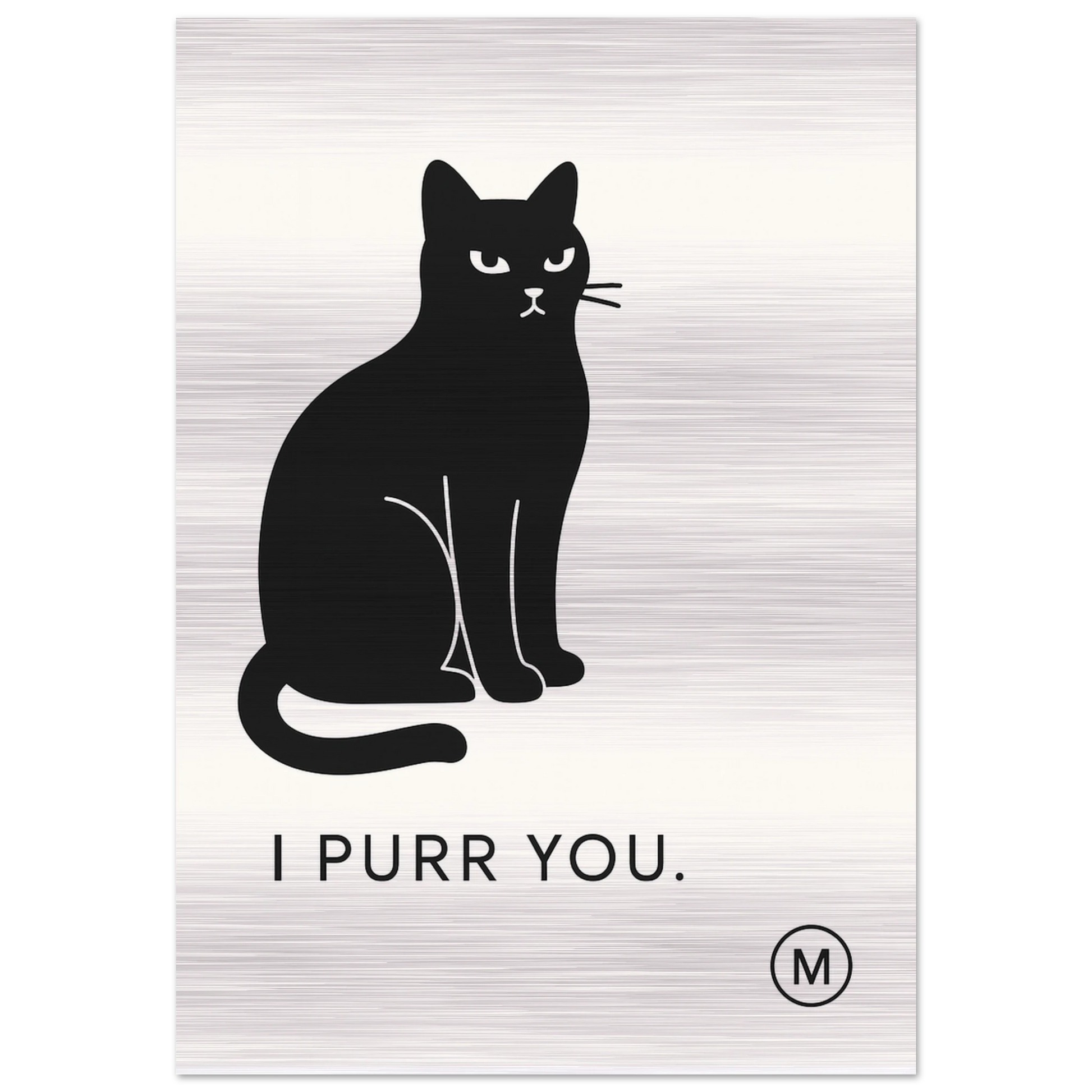 Elegant black cat brushed aluminum wall art — refined Japanese-inspired luxury metal print by MATCH Wall Art
