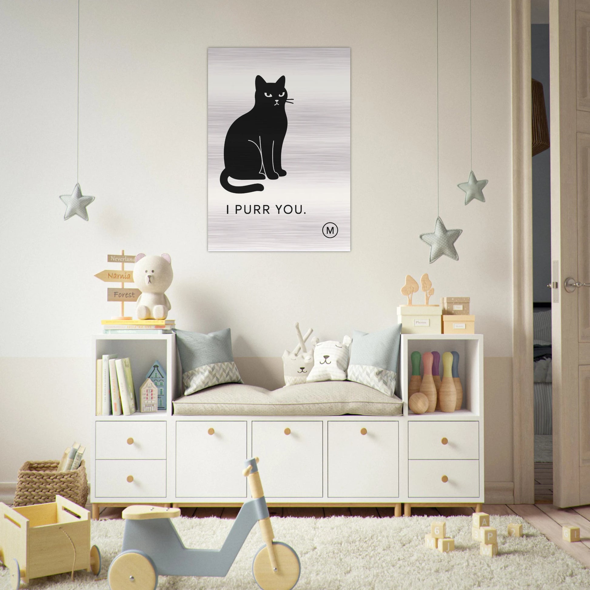 Elegant black cat brushed aluminum wall art — refined -inspired luxury metal print by MATCH Wall Art cat lover