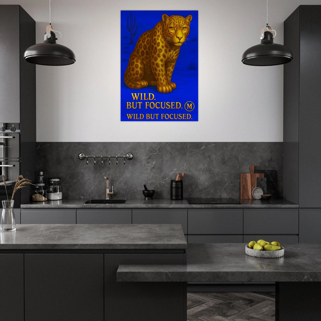 panther in kitchen with the quote wild but focused. Match Wall Art brushed aluminum wall art Stylish 