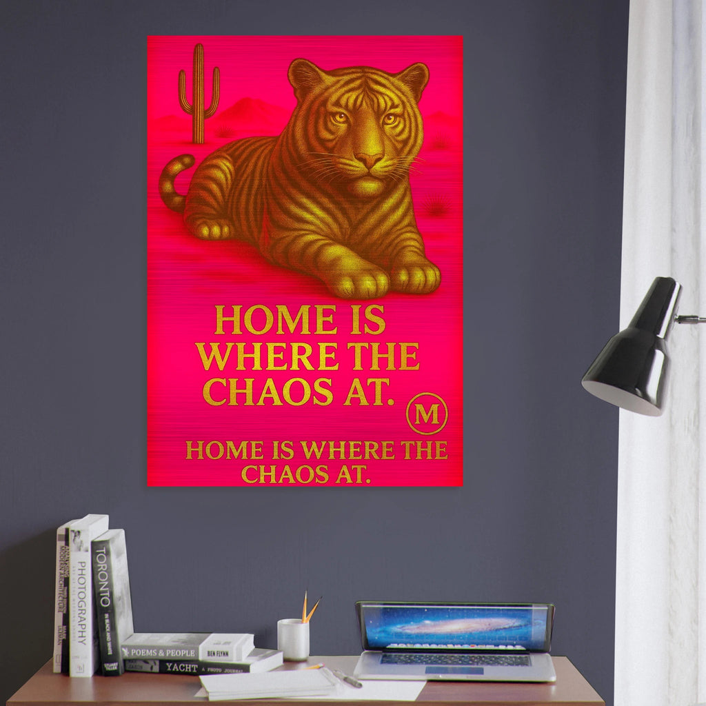 gallary qualty panther with quote home is where the Chaos at. Match Wall Art brushed aluminum luxury line