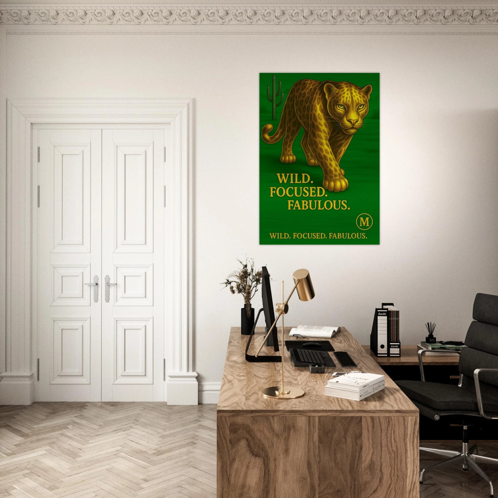 Golden panther green in office walking through muted with quote wild focused fabulous . from MATCH Panther Collection