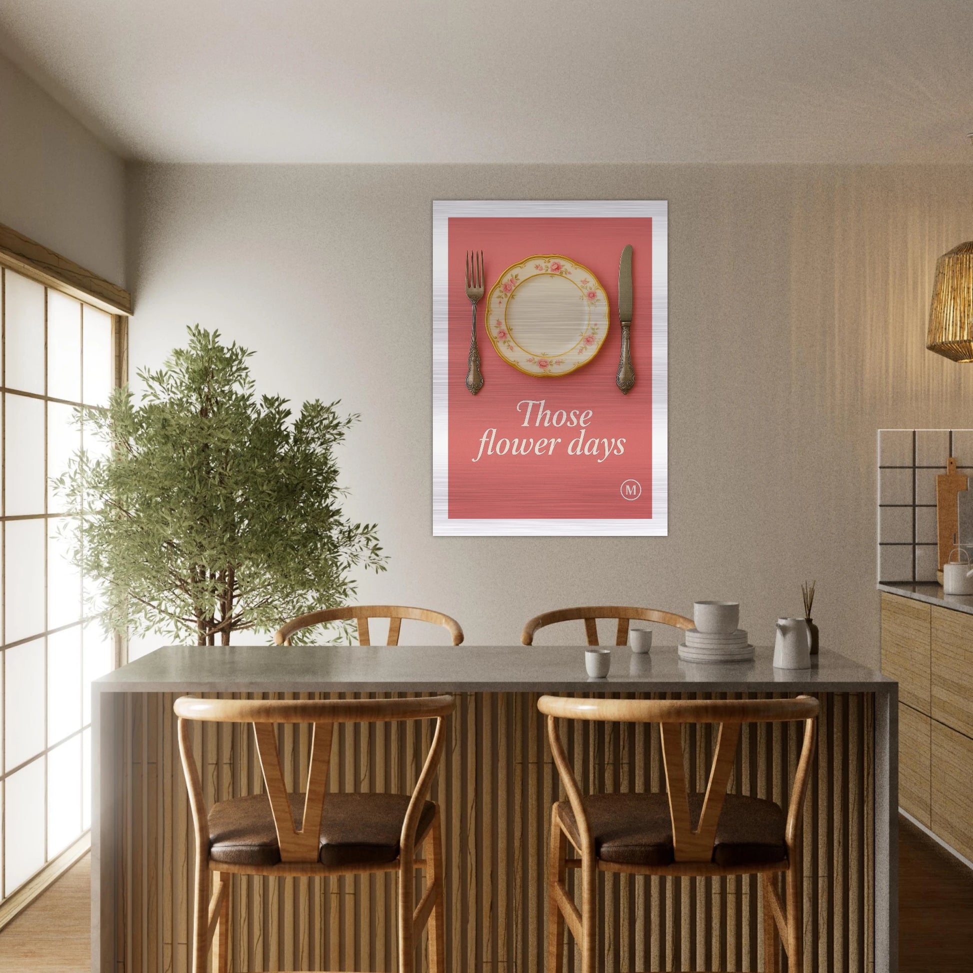 Vintage art poster of a dinner with knife n fork above bar in bar by match wall wart 