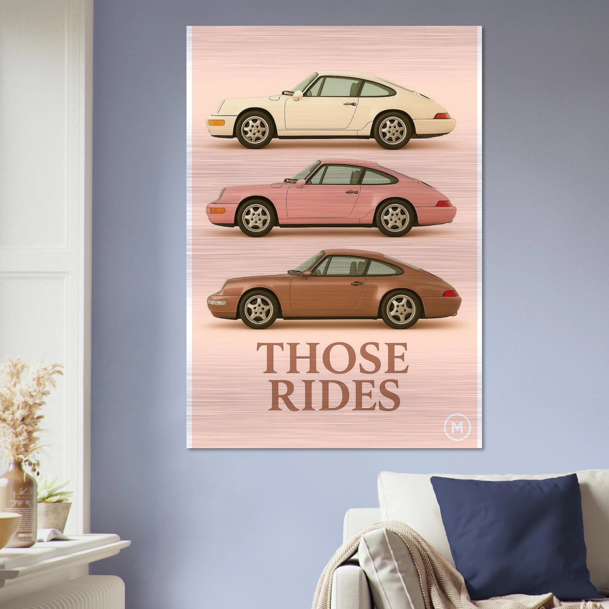 Stylish vintage illustration of sportcars by match wall art 