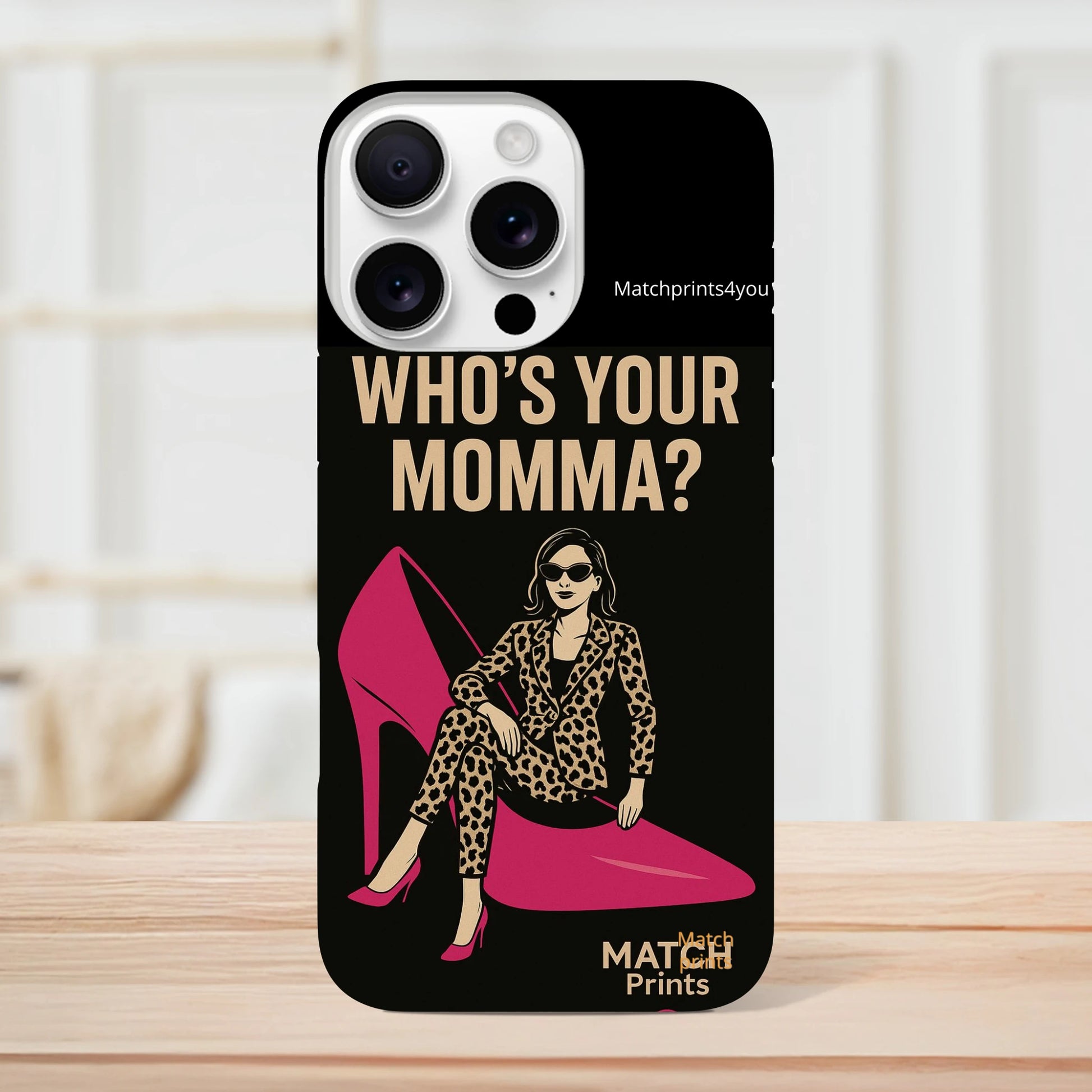 Zwart telefoonhoesje Who's your momma iPhone 16