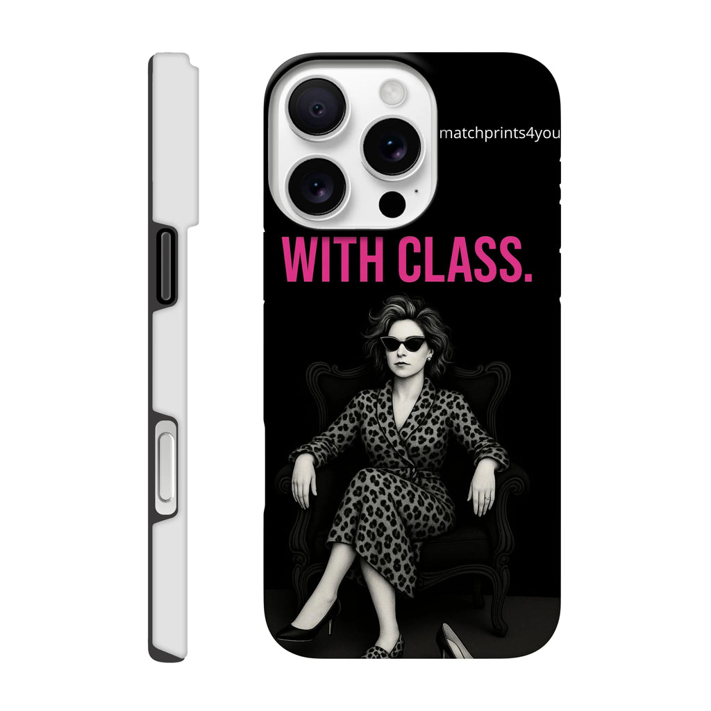 Zwart lederen telefoonhoesje Why Not Do It With Class iPhone 16