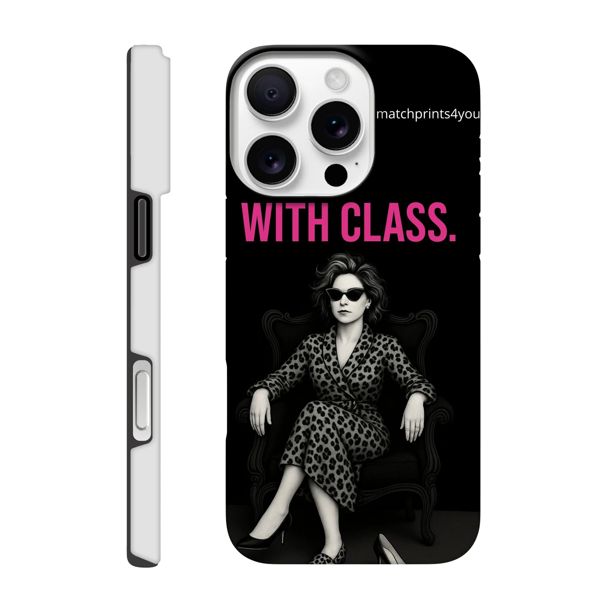 Zwart lederen telefoonhoesje Why Not Do It With Class iPhone 16