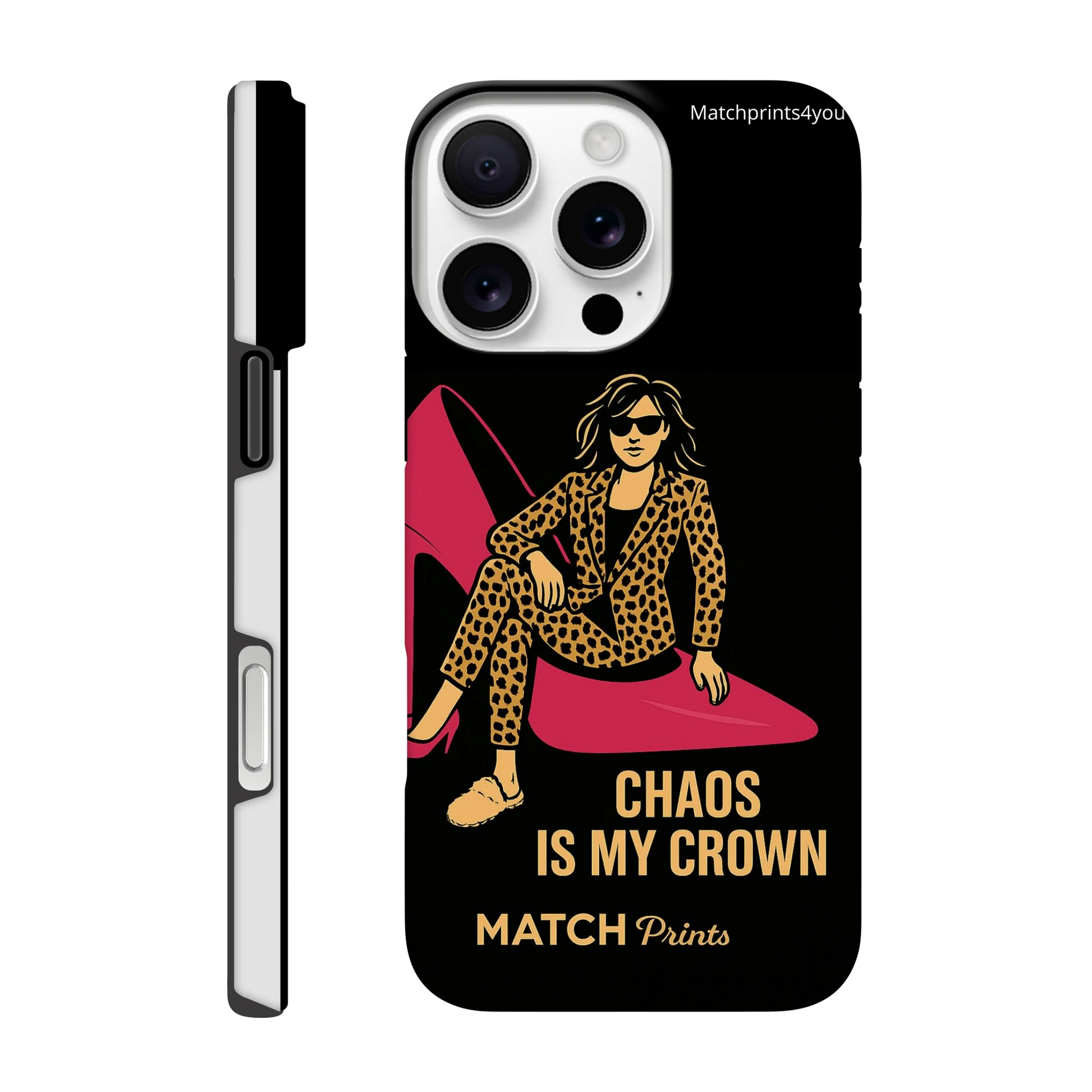 •	Zwart telefoonhoesje We've got this  With Class chaos is my crown iPhone 16