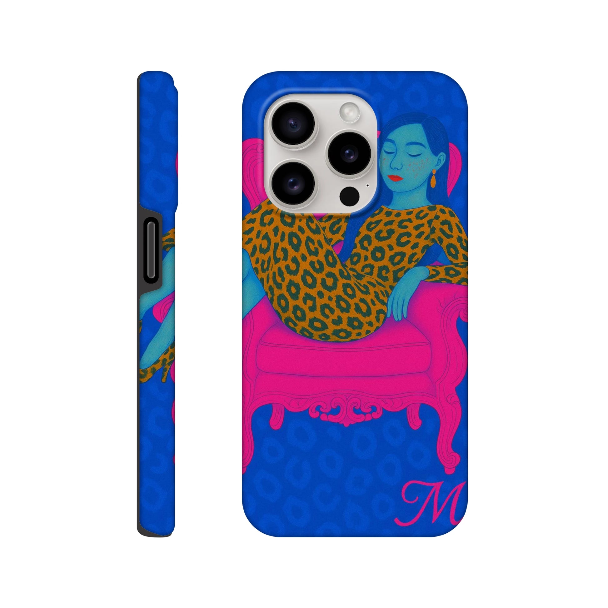 Neon roze blauw telefoonhoesje  Chaotic state of mind woman iPhone 16