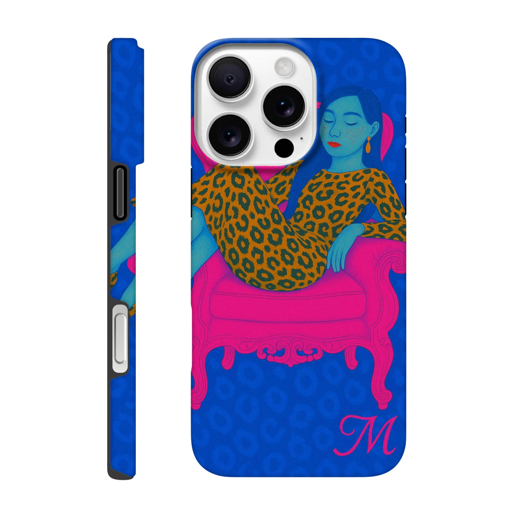 Neon roze blauw telefoonhoesje  Chaotic state of mind woman iPhone 16