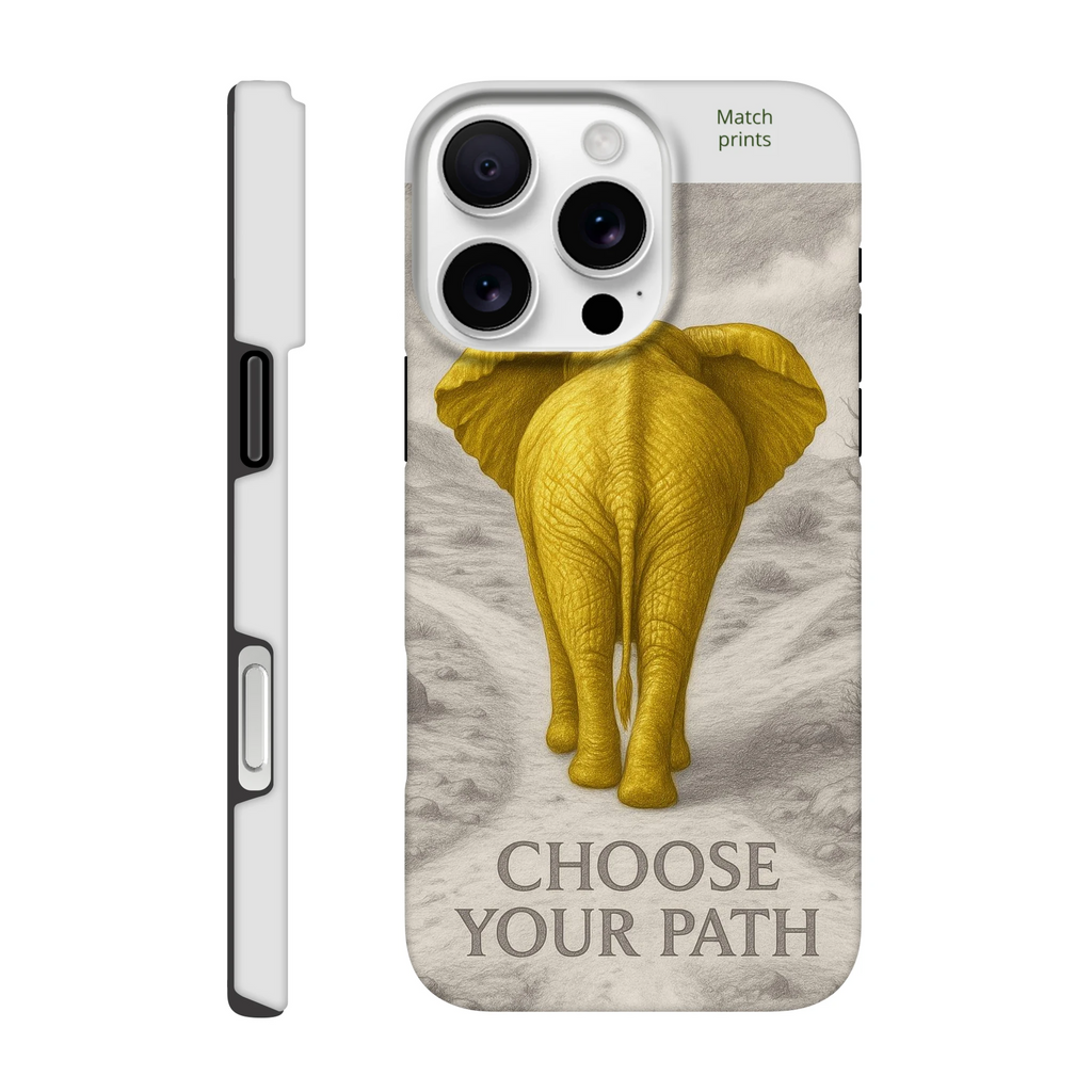  goudem telefoonhoesje choose your path elephant animal iPhone 16"