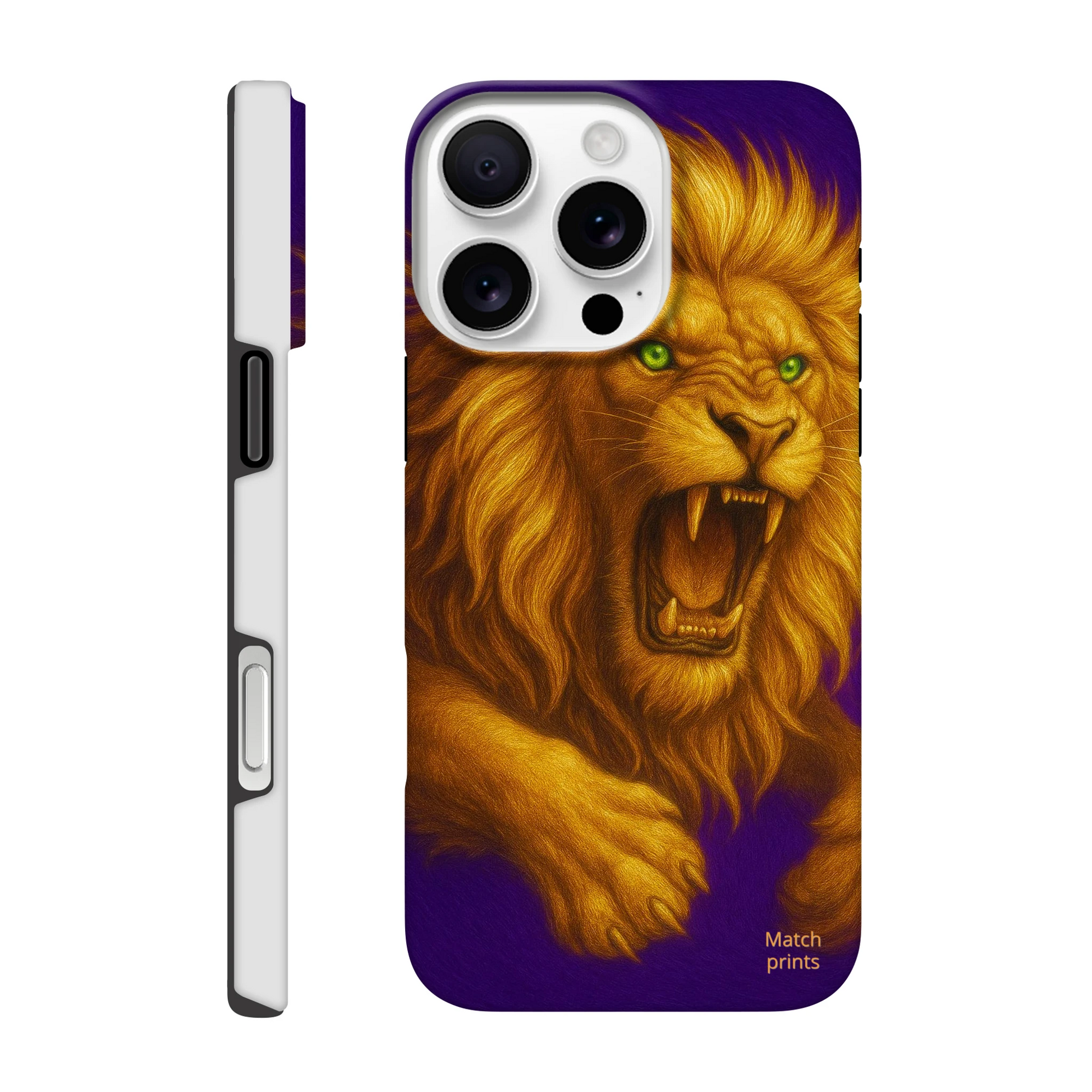 Goud paars  telefoonhoesje leeuw iPhone 16