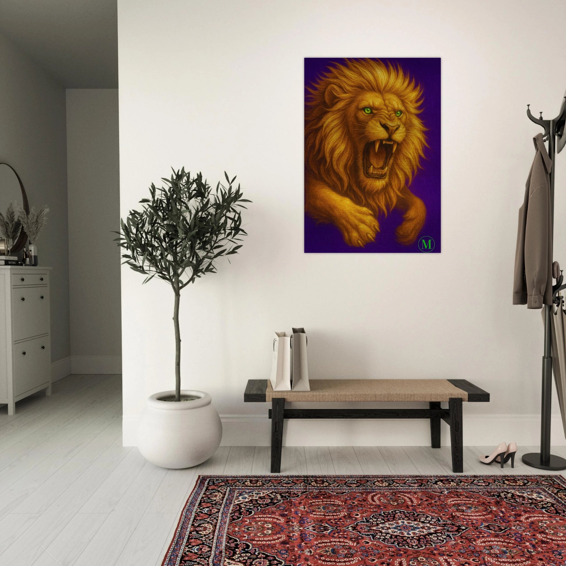 lion Regal golden wall art- high-end wildlife metal statement by MATCH Wall Art