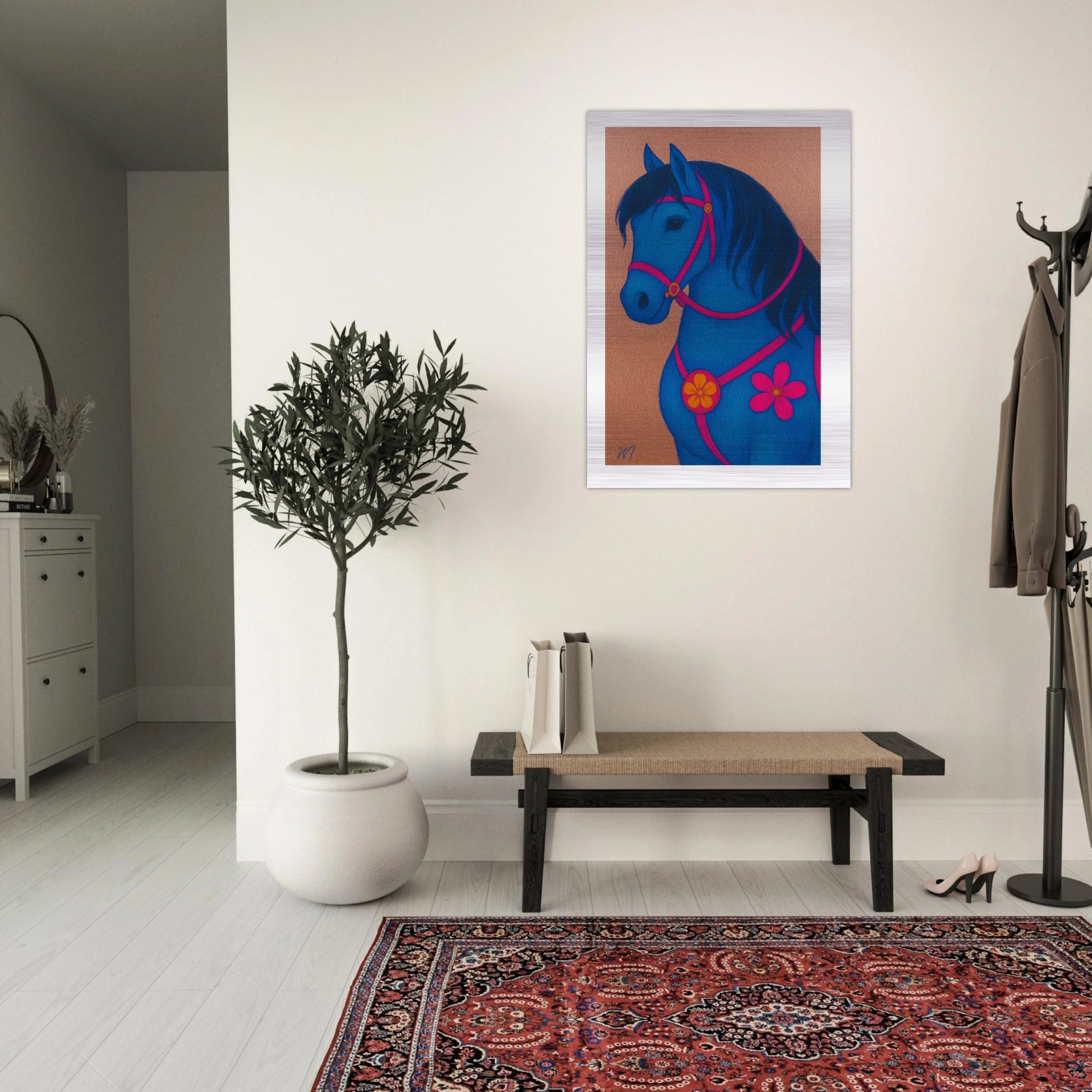 luxury golden horse brushed aluminum wall art - opulent wildlife statement piece by MATCH Wall Art