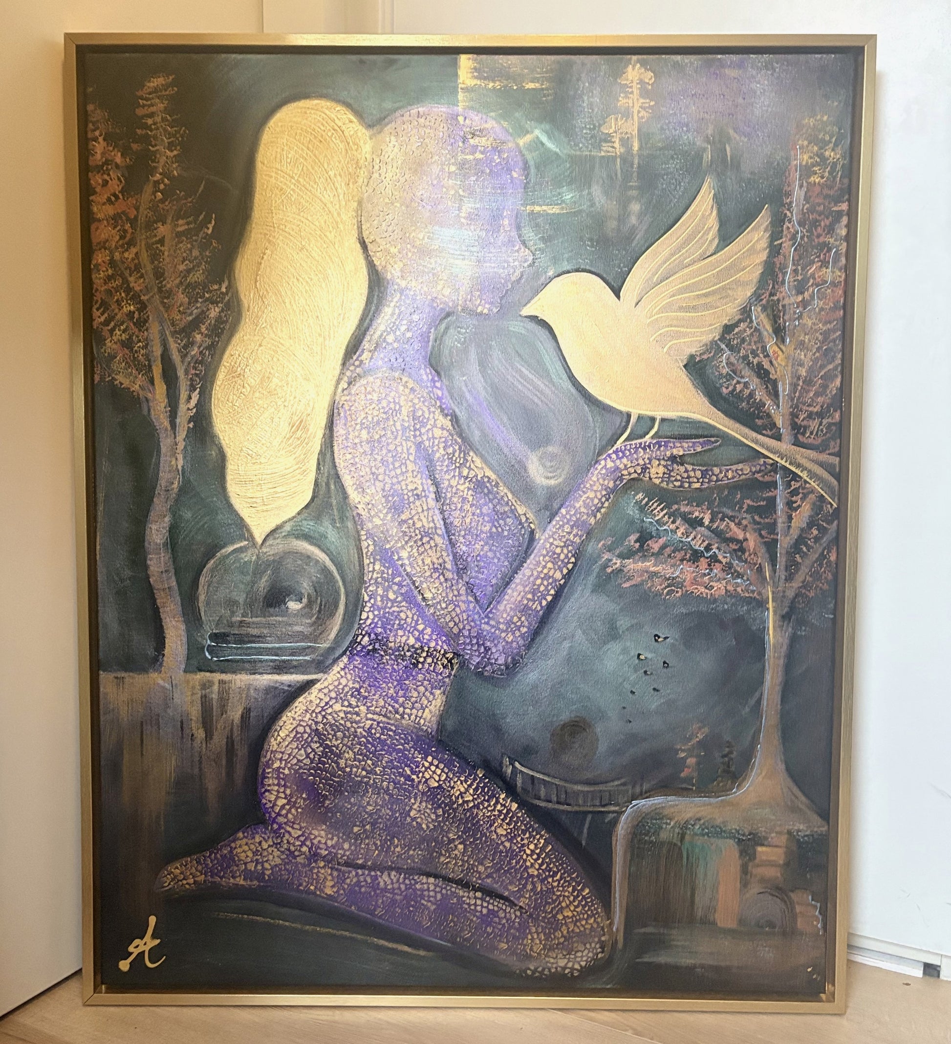 Set her free “PARIS • NOW ON EXHIBITION” Textured Figurative Painting