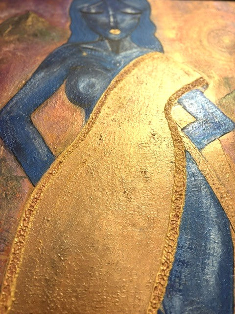 She knows | Textured Figurative Acrylic Painting