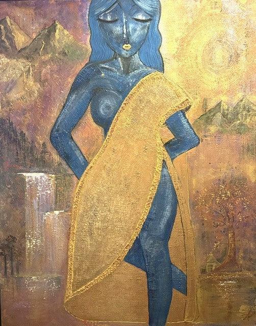 She knows | Textured Figurative Acrylic Painting