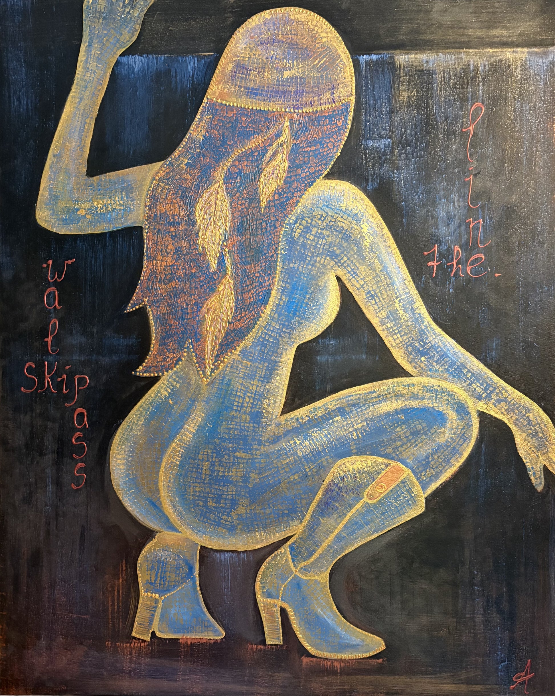 figurative painting, female silhouette art, bold canvas artwork, textured contemporary painting