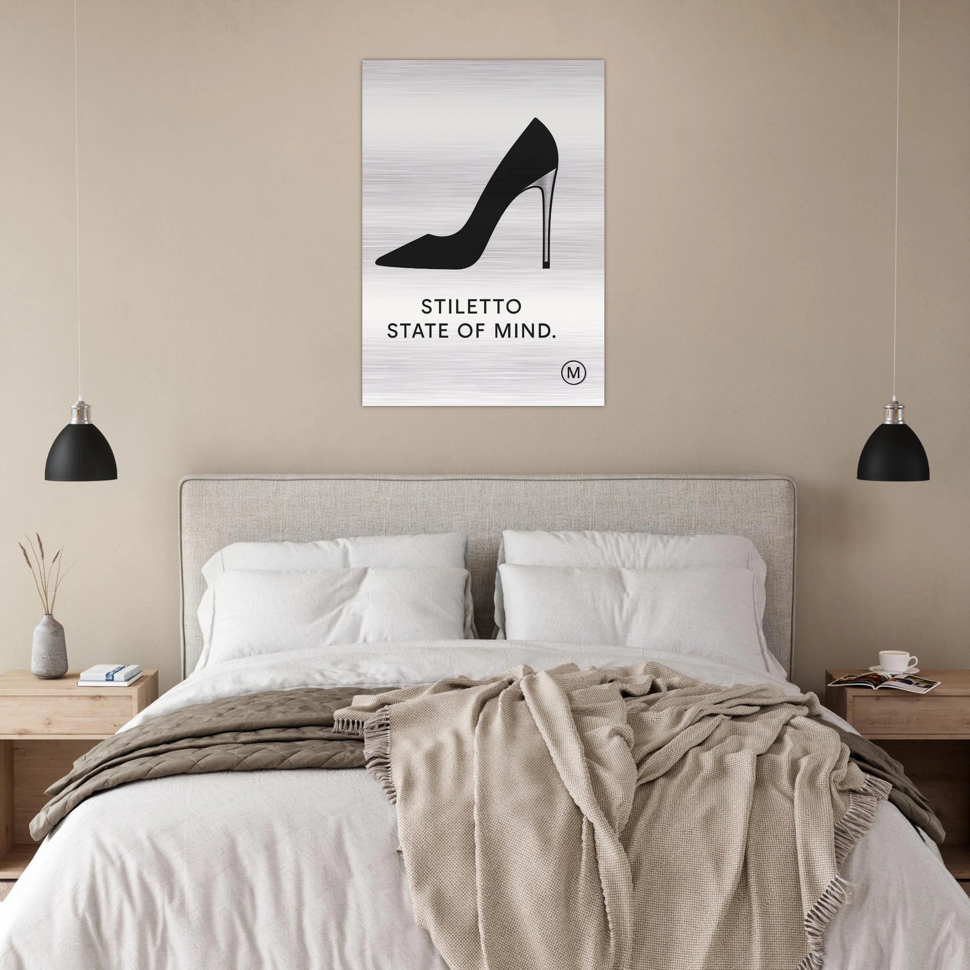 Stiletto state of mind - Minimalist design aluminum Luxury  stiletto state of mind brushed aluminum wall art gallery-quality statement piece by MATCH Wall Art