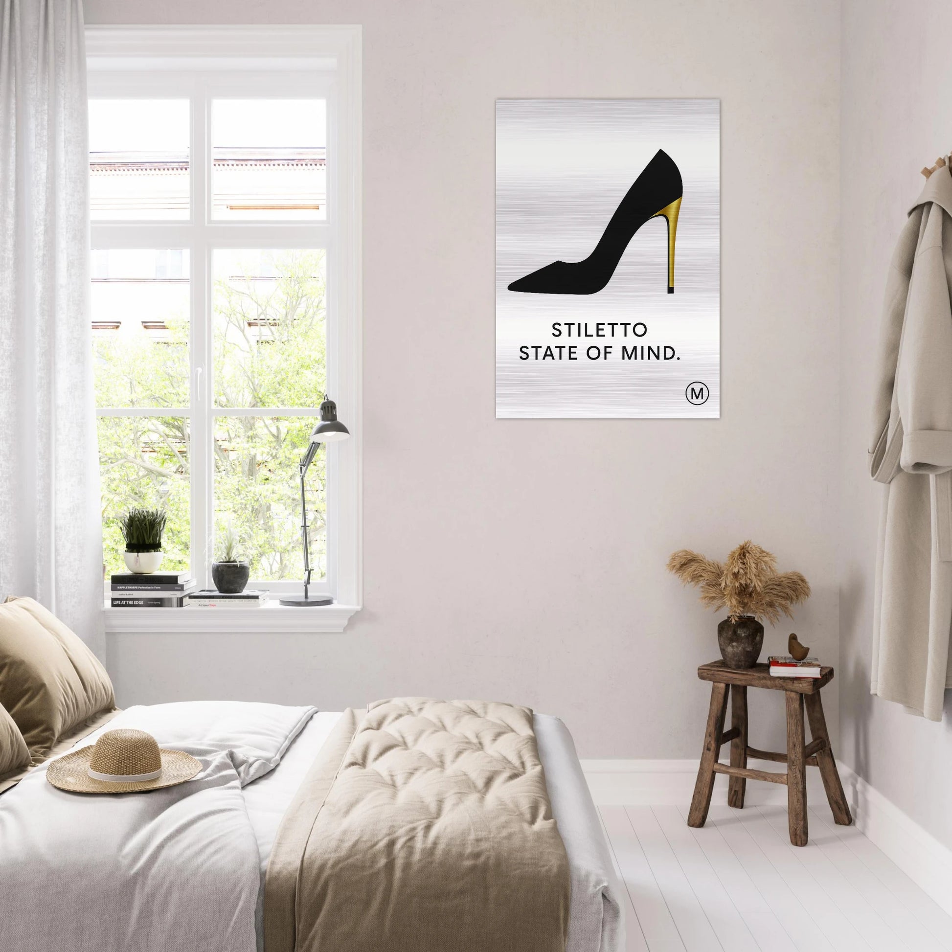 stiletto state of mind brushed aluminum wall art — gallery-quality statement piece by MATCH Wall Art