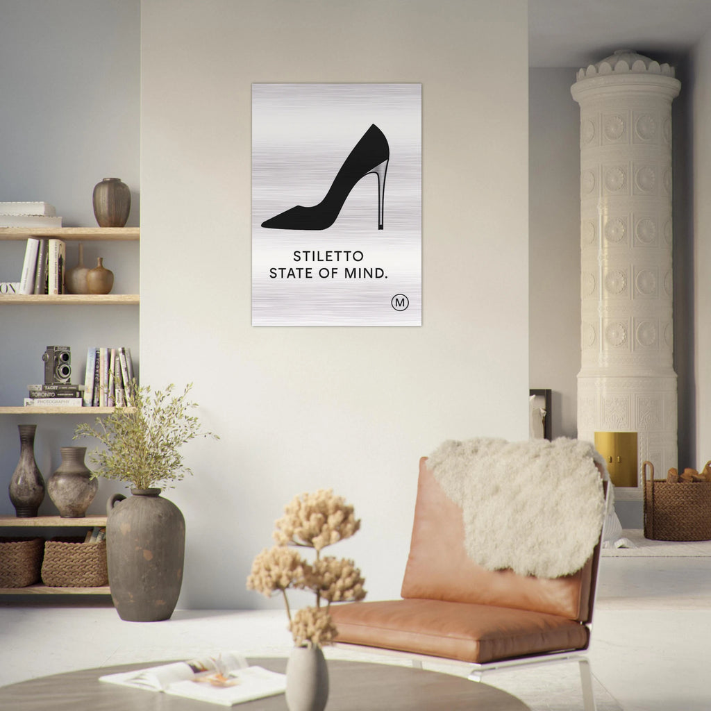 Luxury  stiletto in home decor brushed aluminum wall art — gallery-quality statement piece by MATCH Wall Art