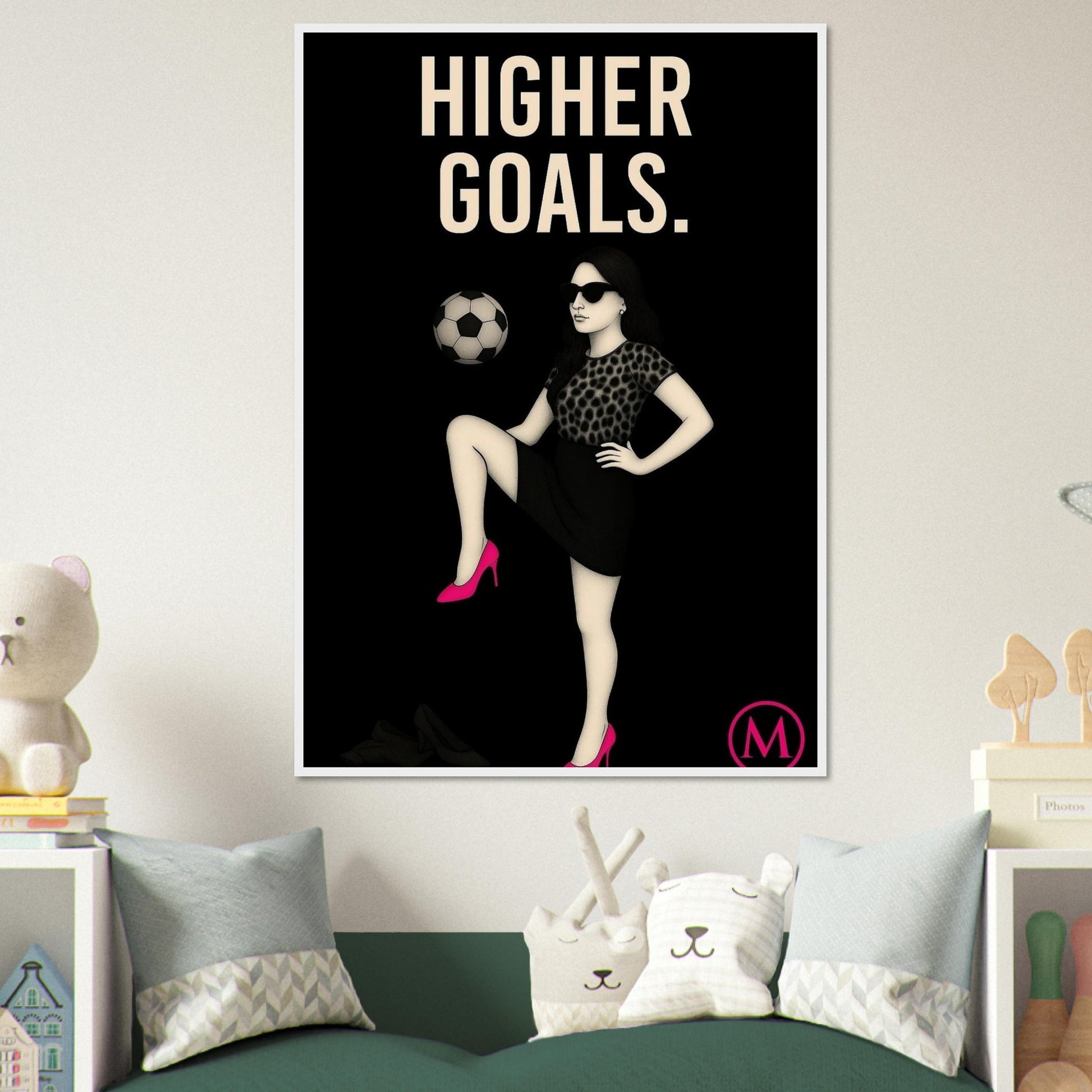 Stylish woman wall art of a modern mom in panter and pink stilettos with bold quote – MATCH Prints6