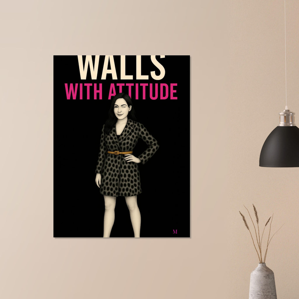 Stylish woman wall art of a modern mom in panter and pink stilettos with bold quote – MATCH Prints