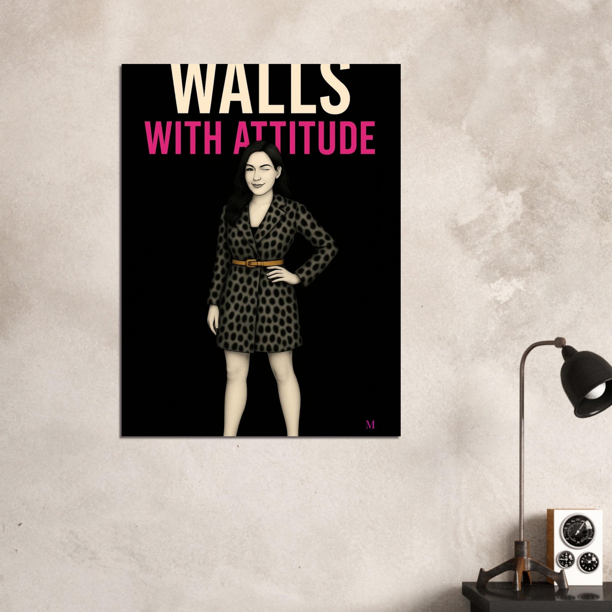 Stylish woman wall art of a modern mom in panter and pink stilettos with bold quote – MATCH Prints