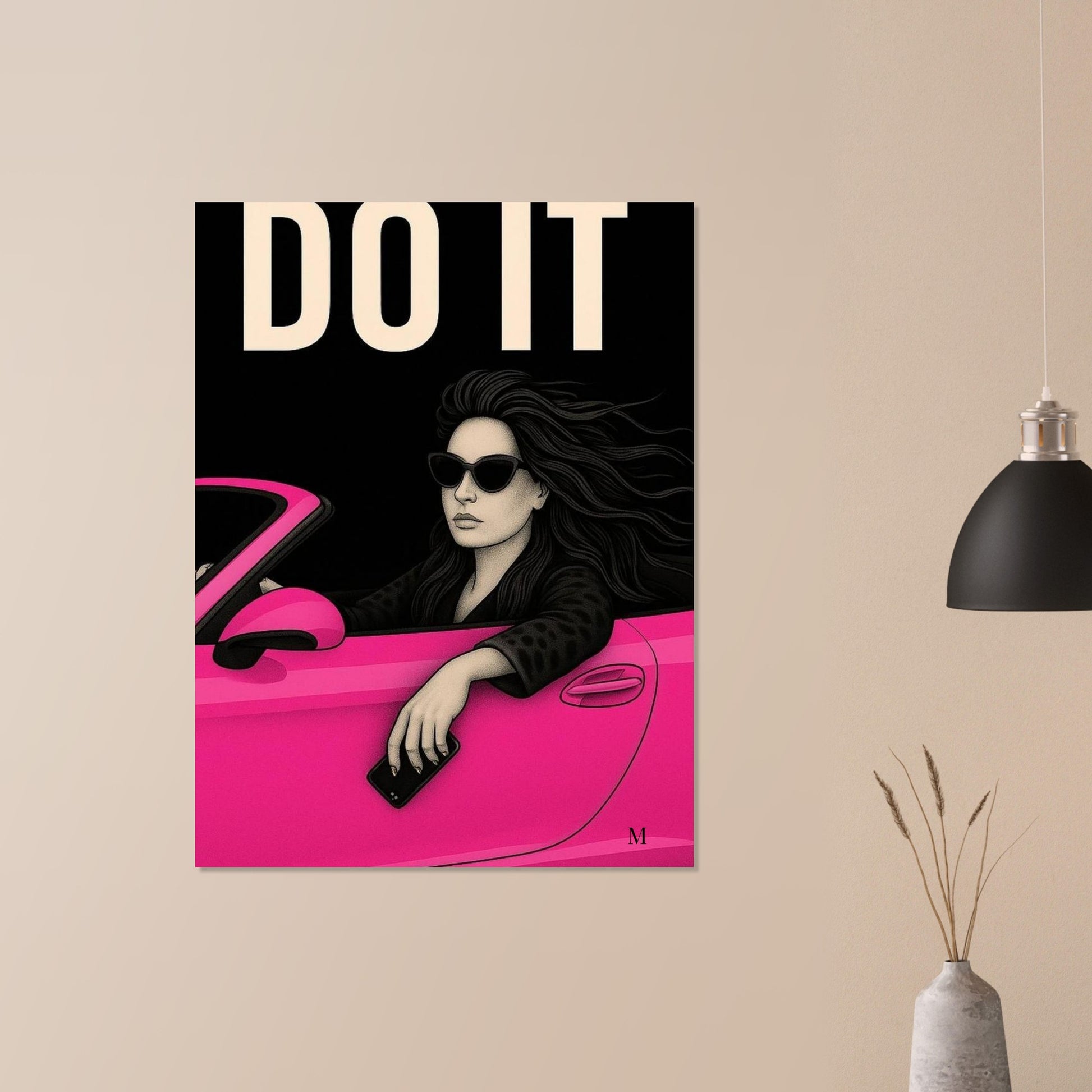 Stylish woman wall art of a modern mom in panter and pink stilettos with bold quote – MATCH Prints