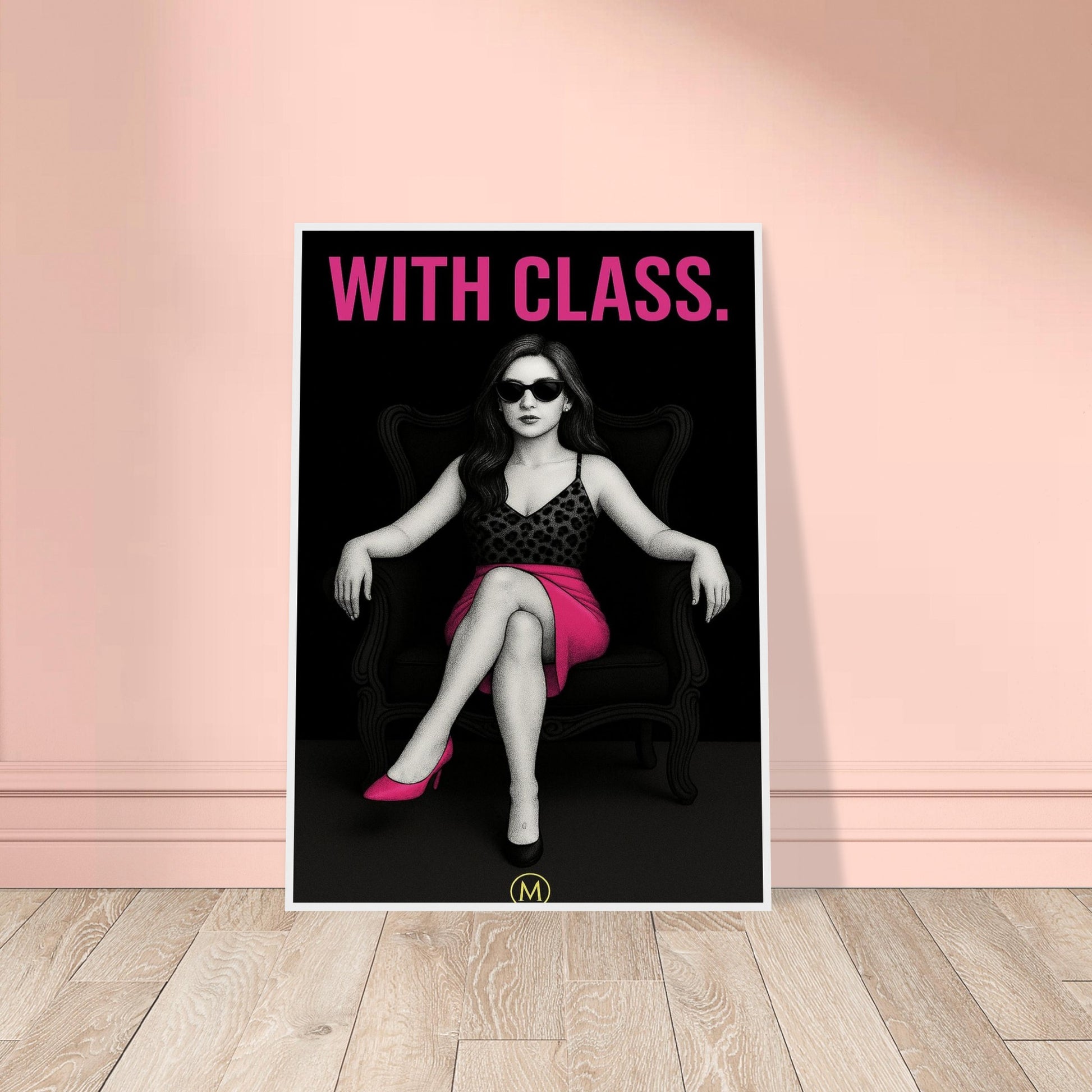 Stylish woman wall art of a modern mom in panter and pink stilettos with bold quote – MATCH Prints