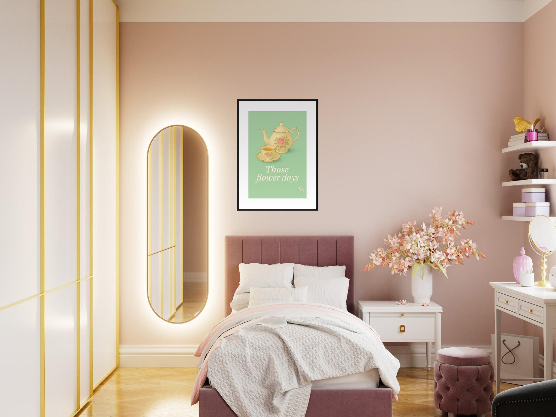 Those Flower Days Green vintage Poster Framed Digital Download