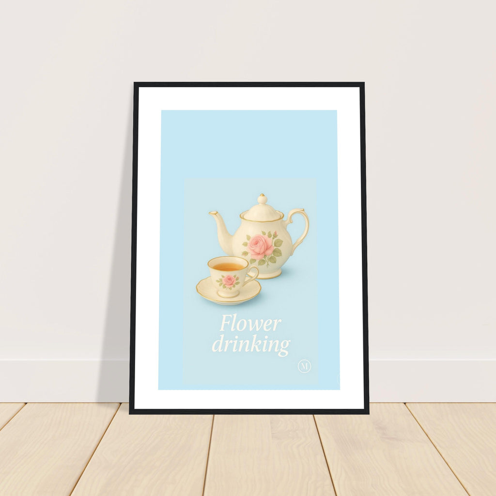 vintage blue tea cup framed poster