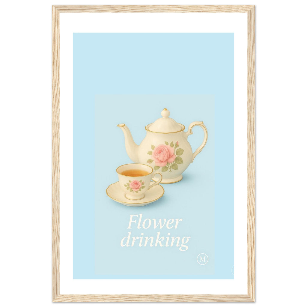 vintage blue tea cup framed poster