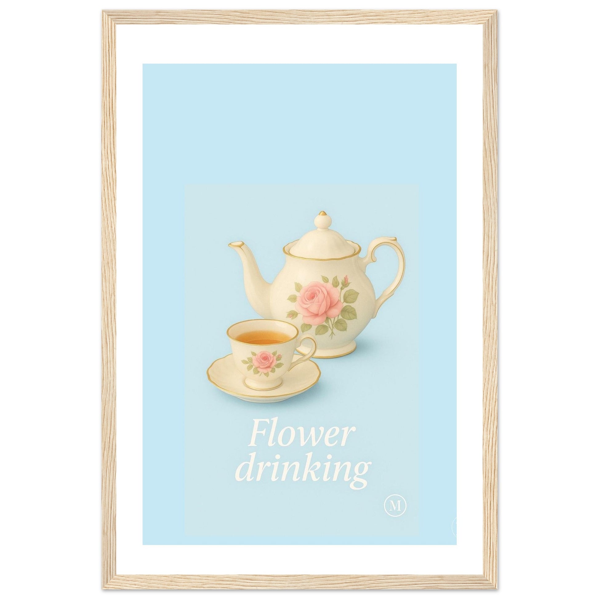 vintage blue tea cup framed poster