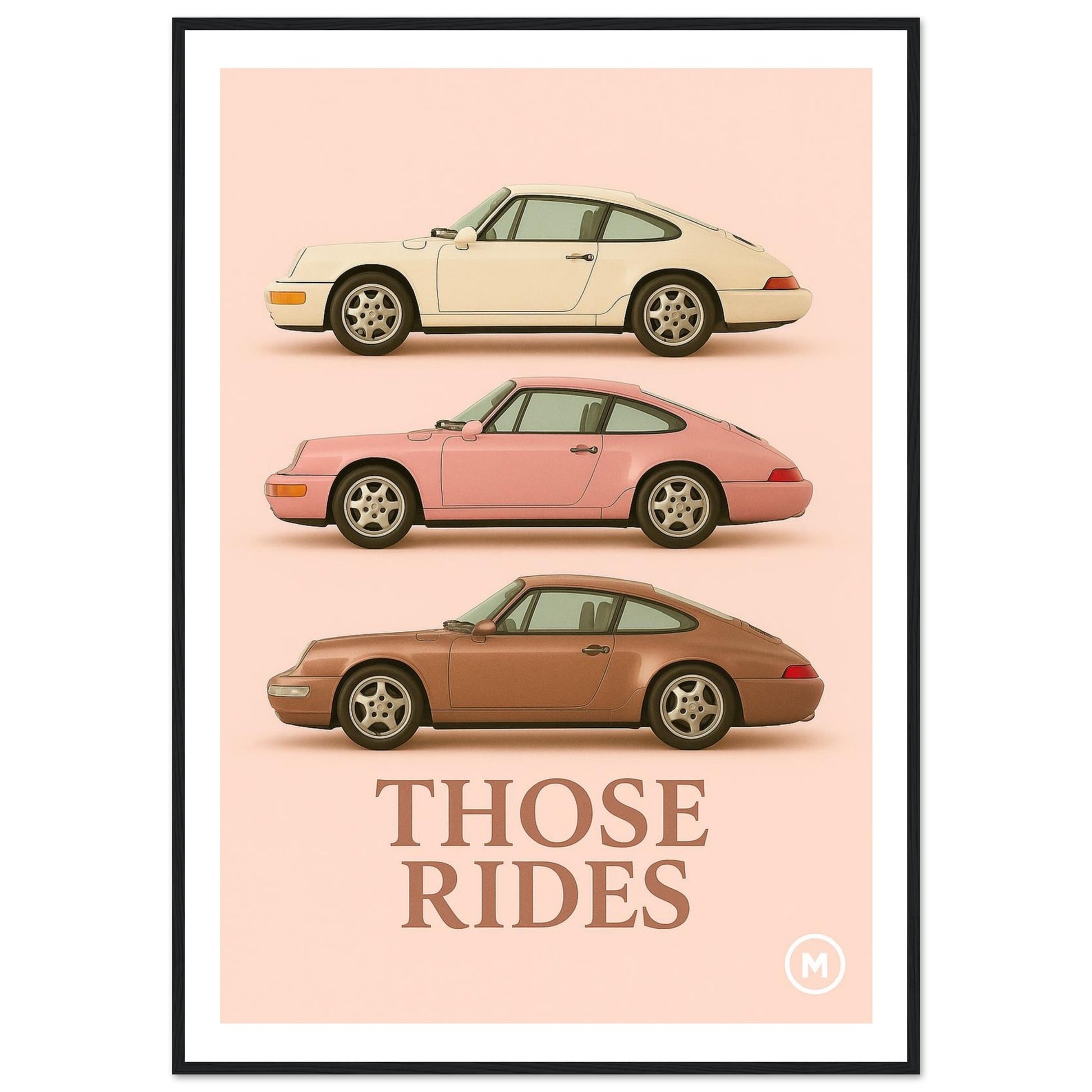Framed Porsche sports cars poster