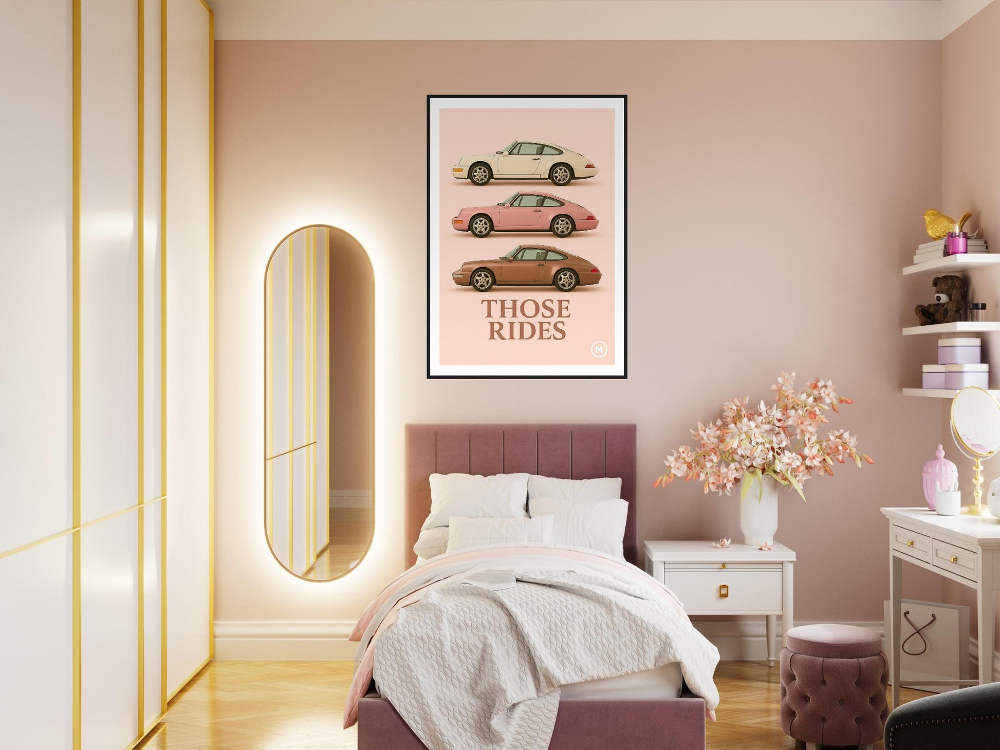 Framed Porsche sports cars poster