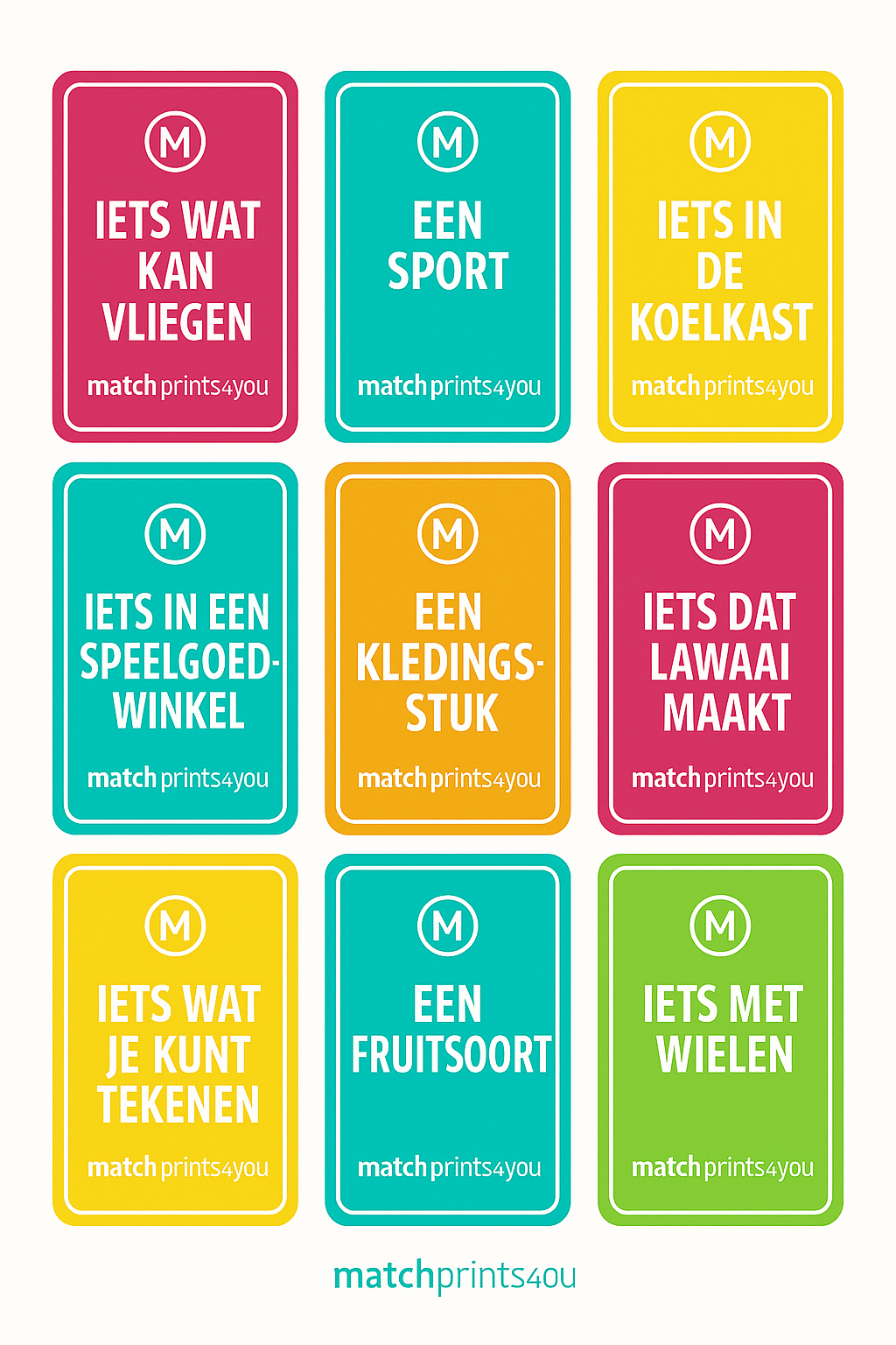 kaarten voor het tik tak match spel