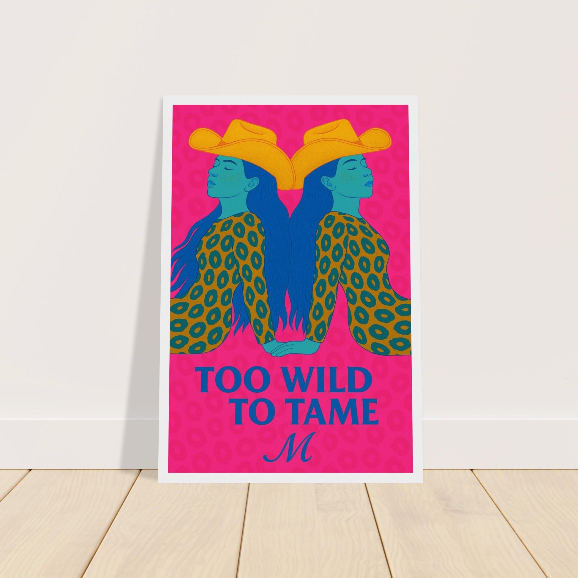 Poster of two woman sitting in panther dresses with cowboy heads 
