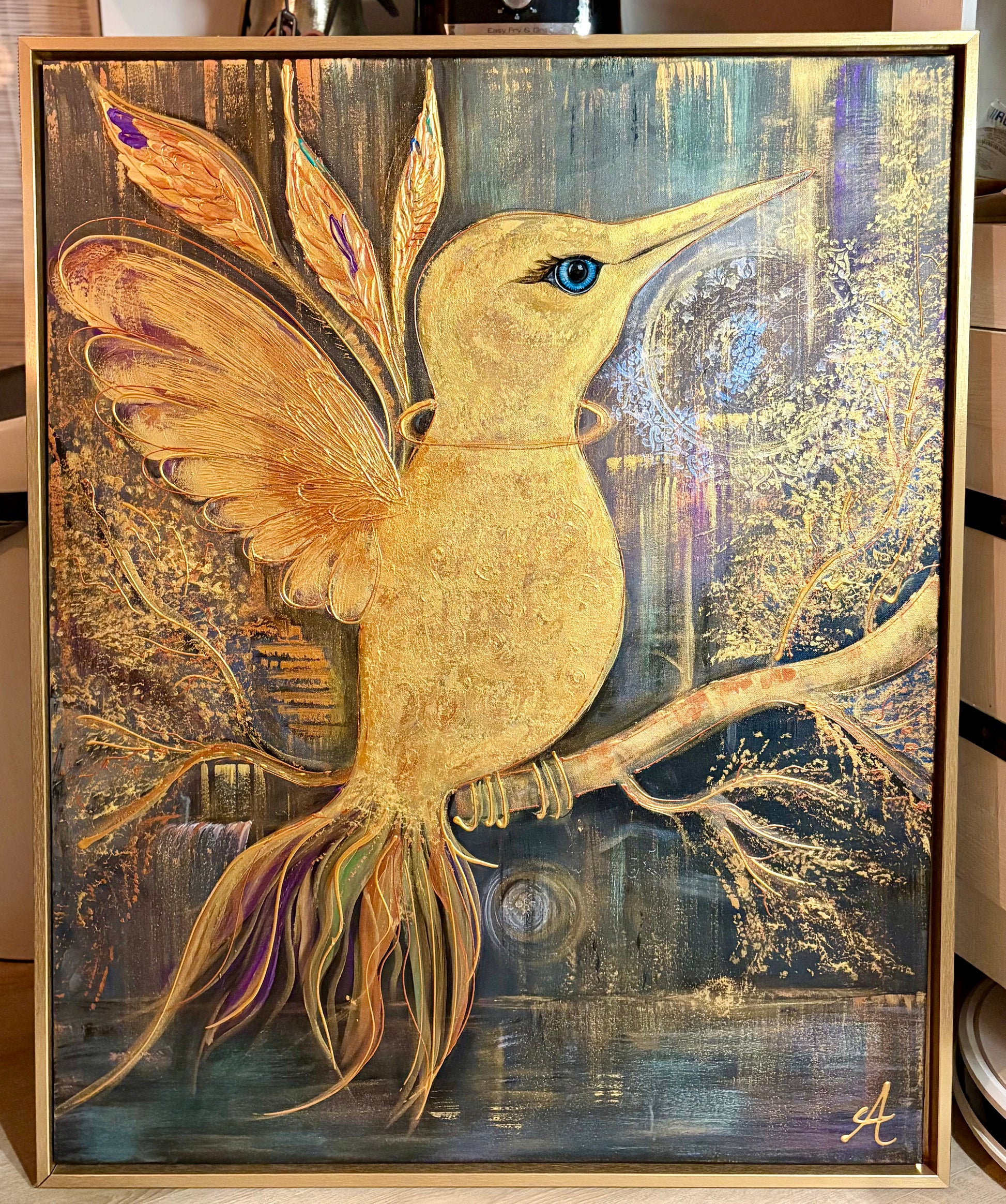 Twinkels golden painting luxury en bold with frame