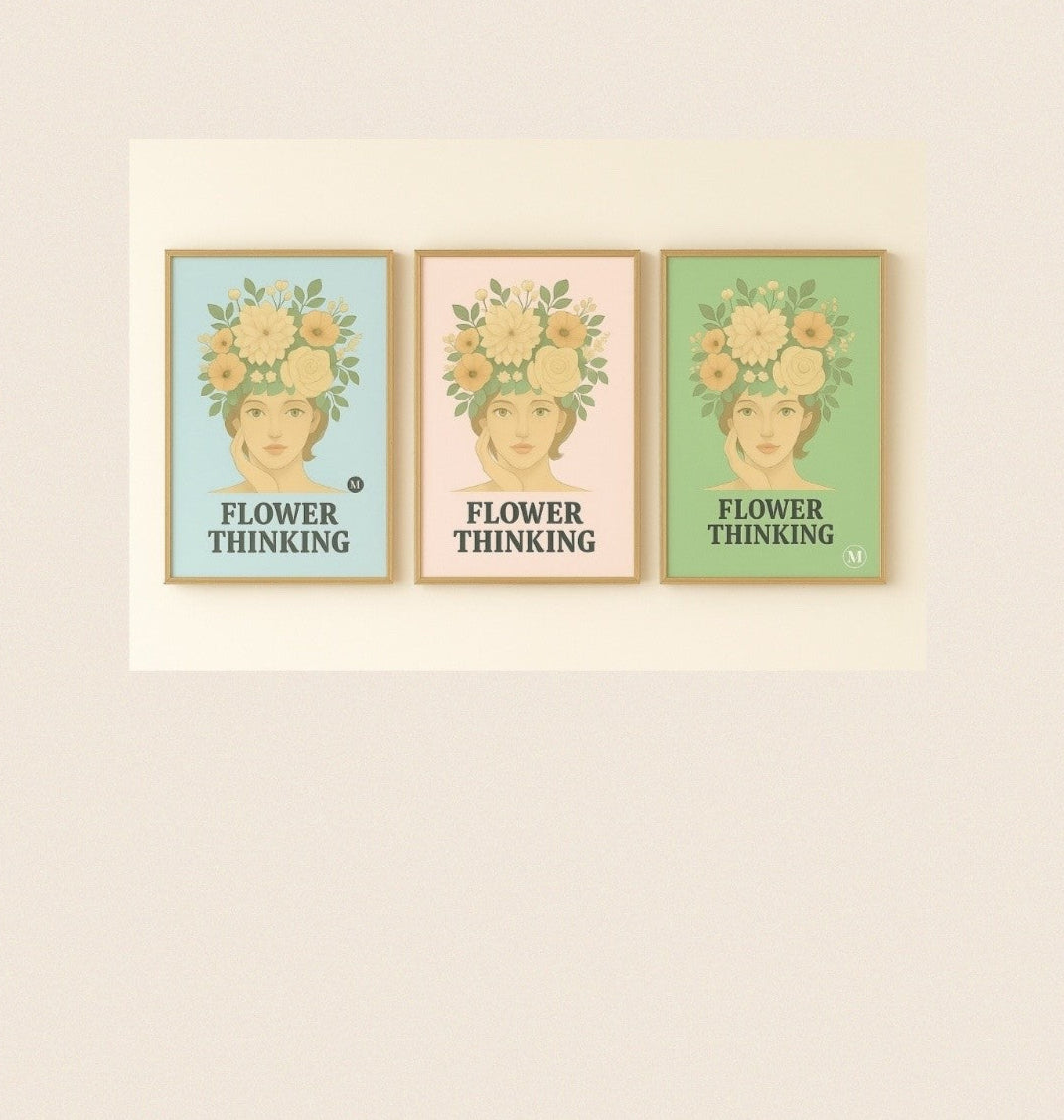 Vintage poster set with floral woman portrait, retro flower plate, and classic Porsche cars 