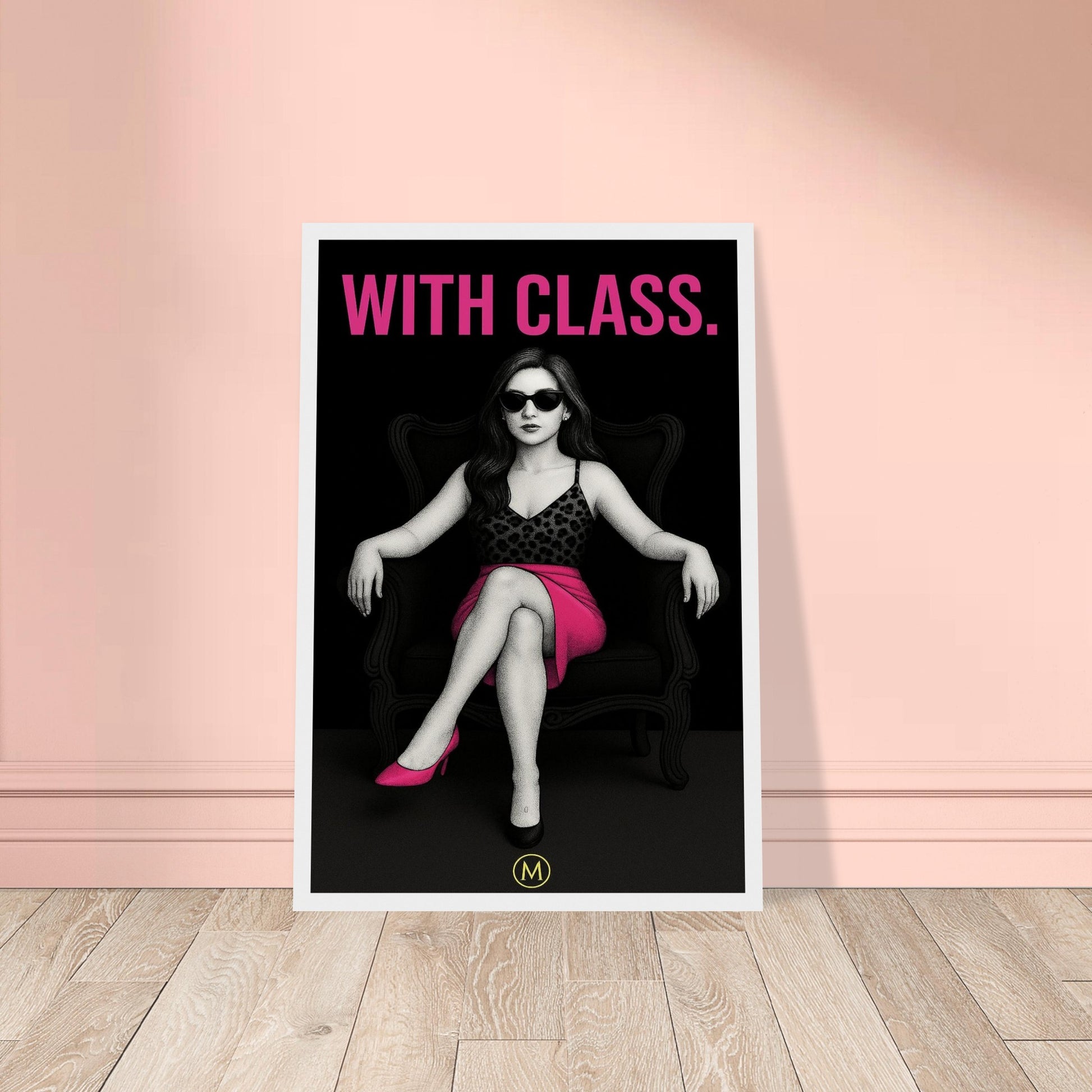 Stylish woman wall art of a modern mom in panter and pink stilettos with bold quote – MATCH Prints