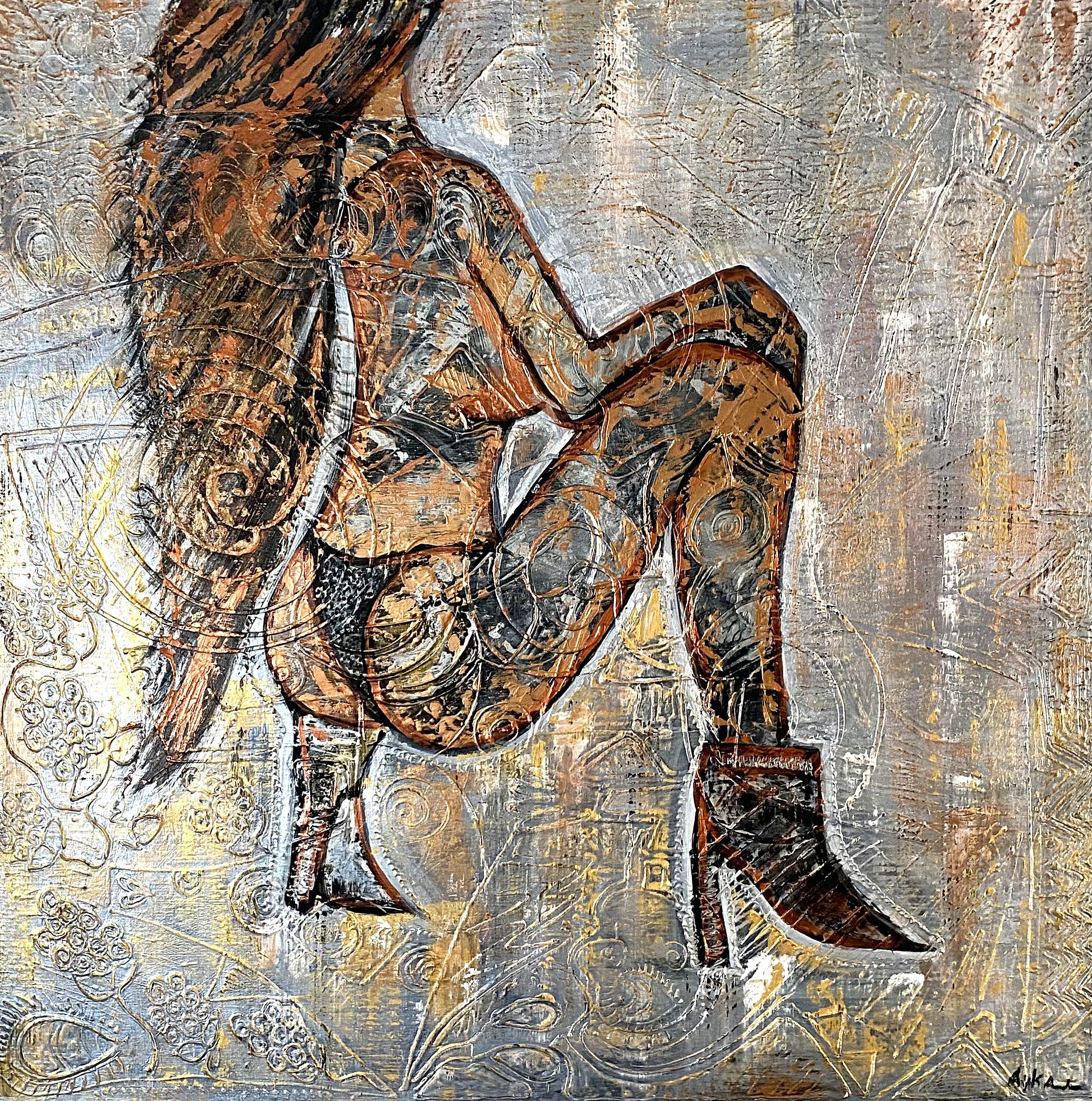 She | Textured Figurative Acrylic Painting