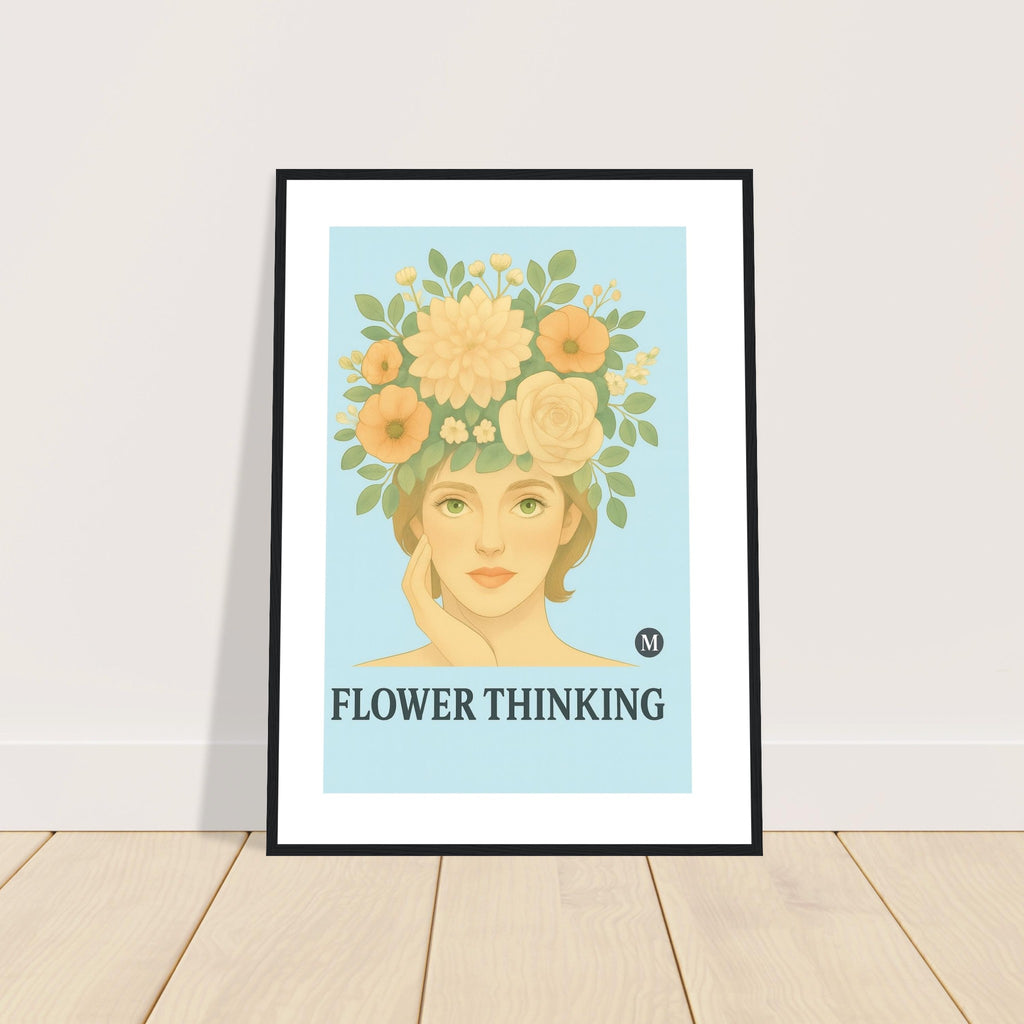 vintage poster framed of flower thinking framed blue vintage 