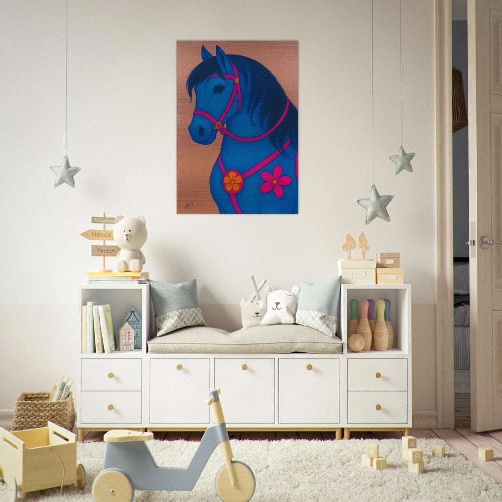 rose gold horse brushed aluminum wall art -inspired luxury -kids room-metal print by MATCH Wall Art