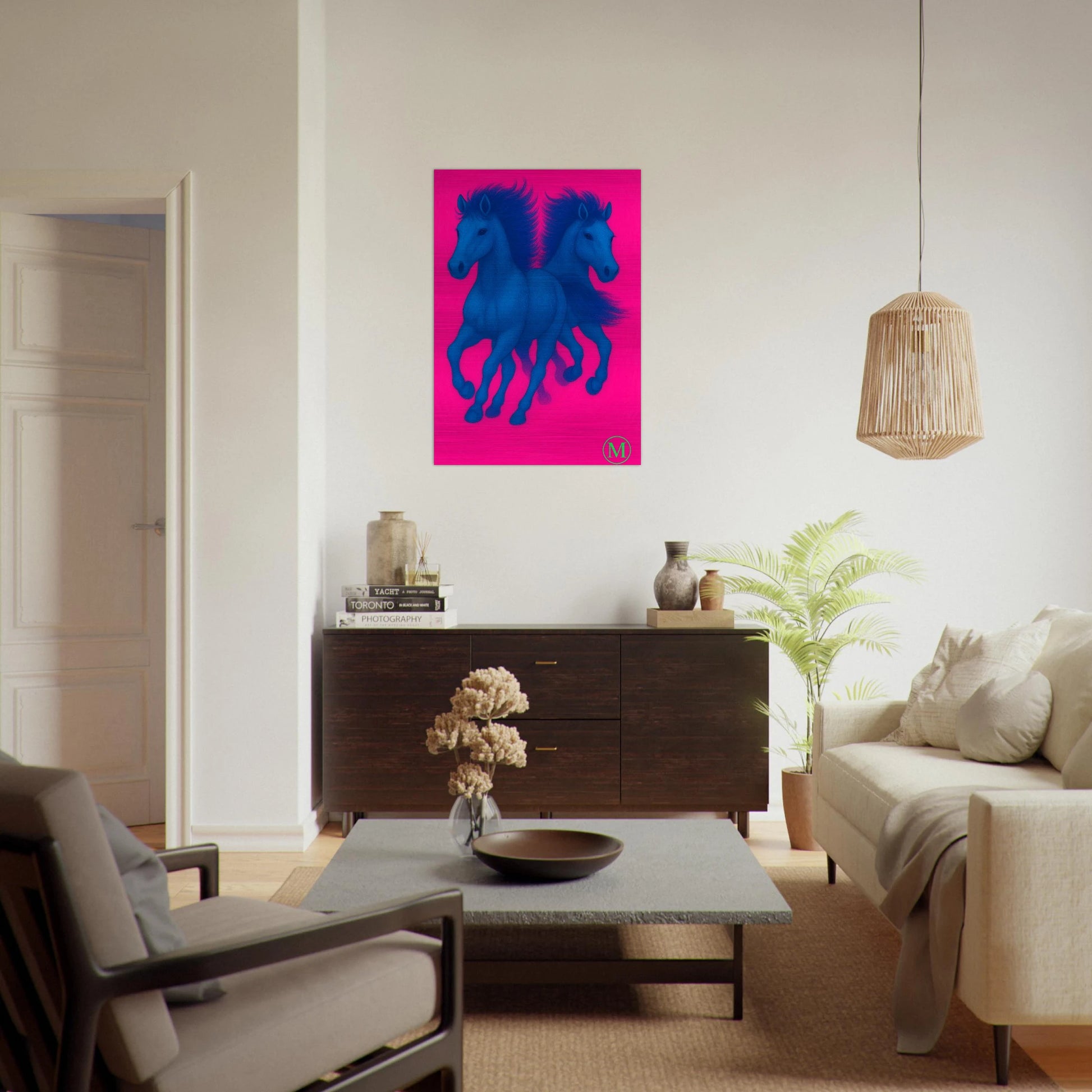 Elegant horses running brushed aluminum wall art -inspired luxury metal print by MATCH Wall Art