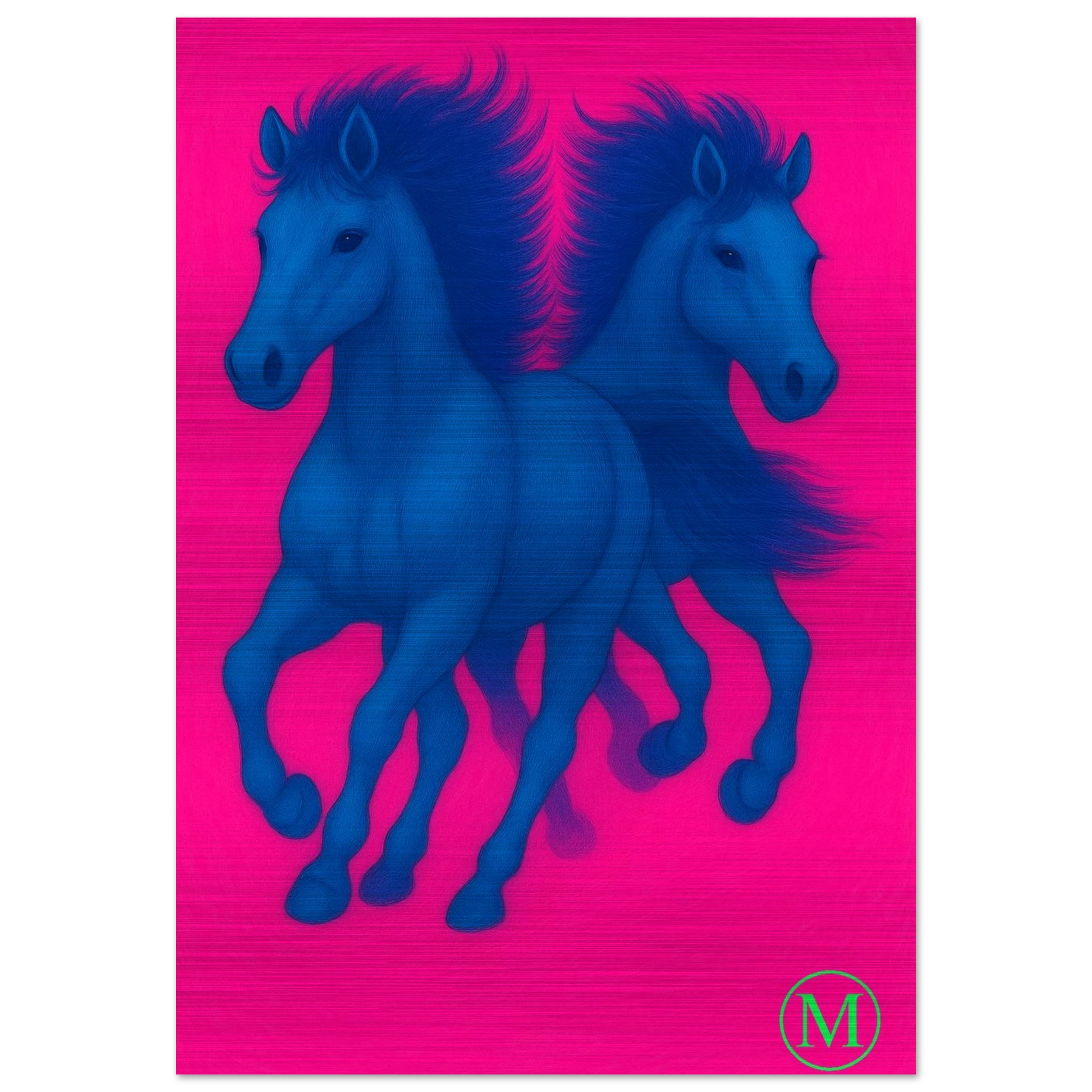 Elegant horses running brushed aluminum wall art -inspired luxury metal print by MATCH Wall Art